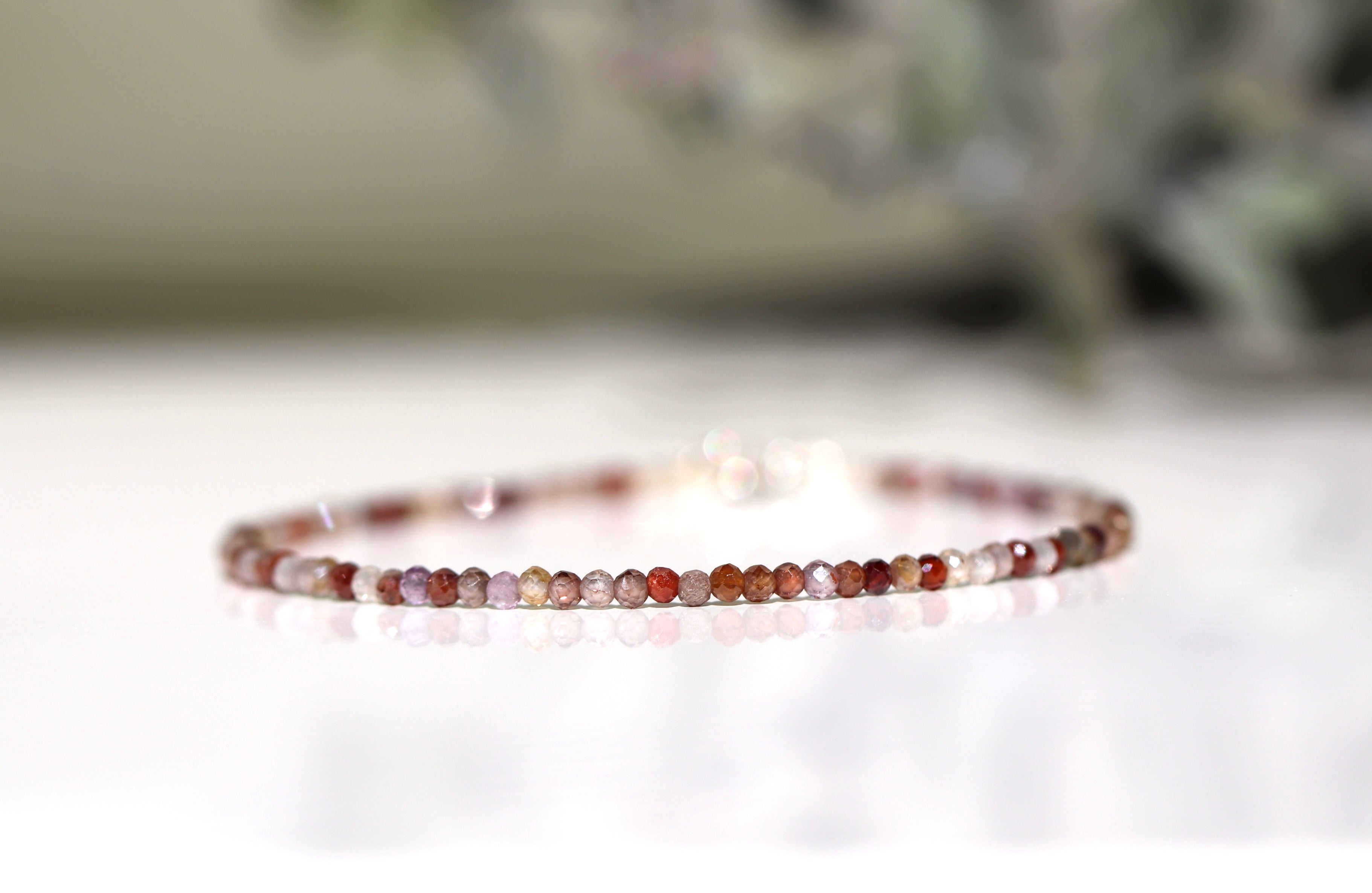 Handmade natural brown Zircon bracelet, dainty minimalist jewelry by Oberia Jewelry