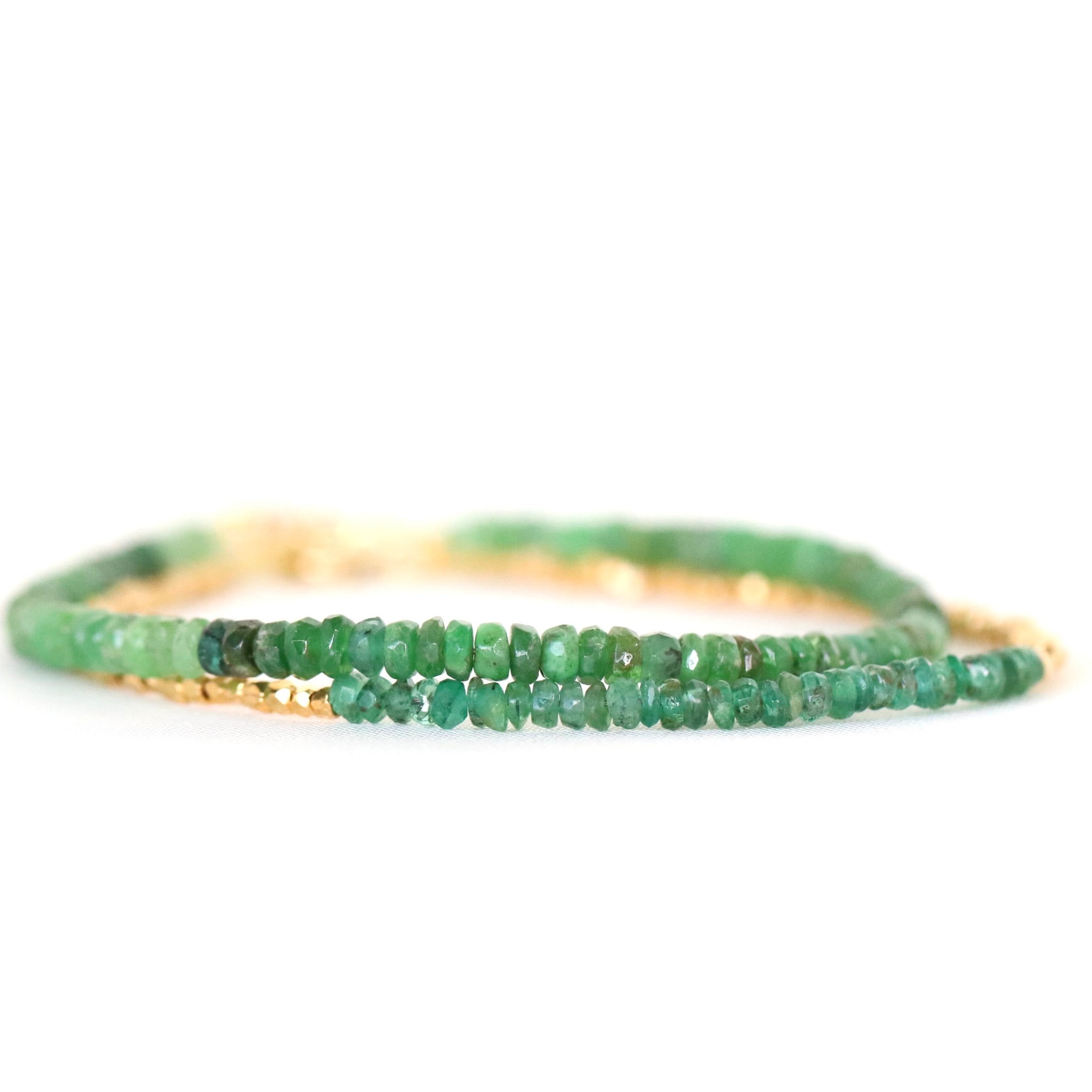 Handmade Natural Zambian Emerald bracelet, dainty minimalist jewelry by Oberia