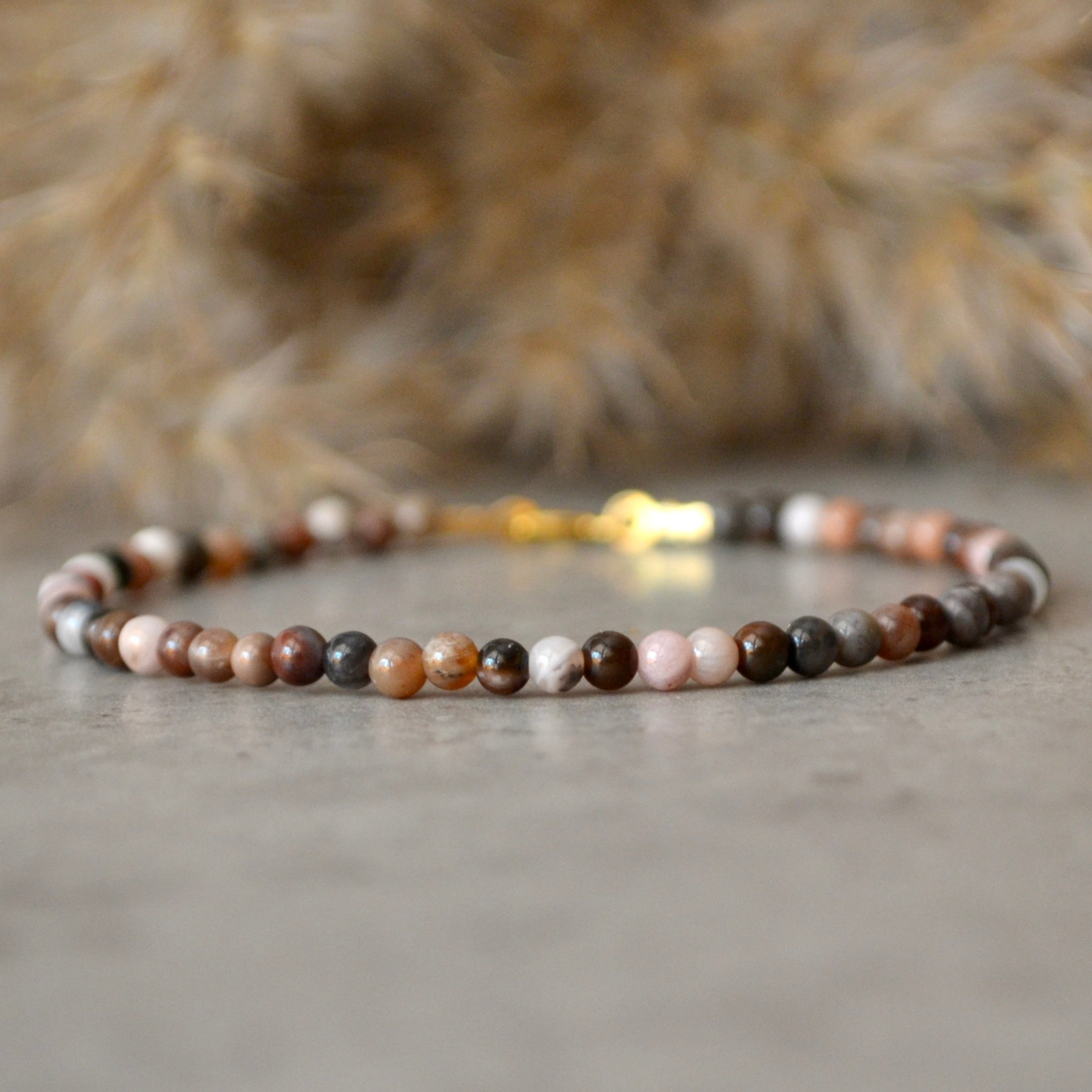 Handmade Petrified Wood bracelet, dainty minimalist jewelry with timeless natural charm by Oberia