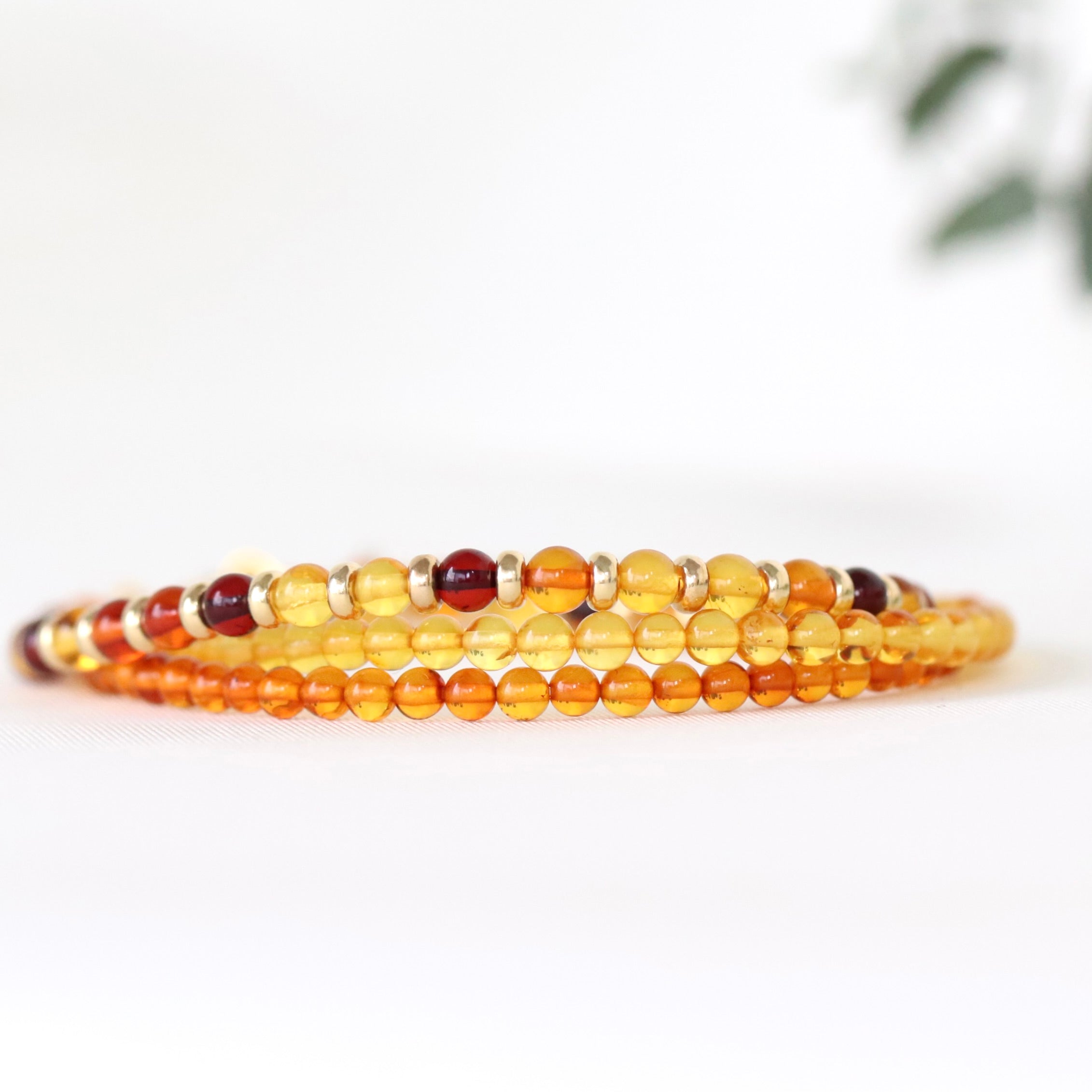 Handmade Yellow Baltic Amber bracelet, dainty minimalist jewelry by Oberia