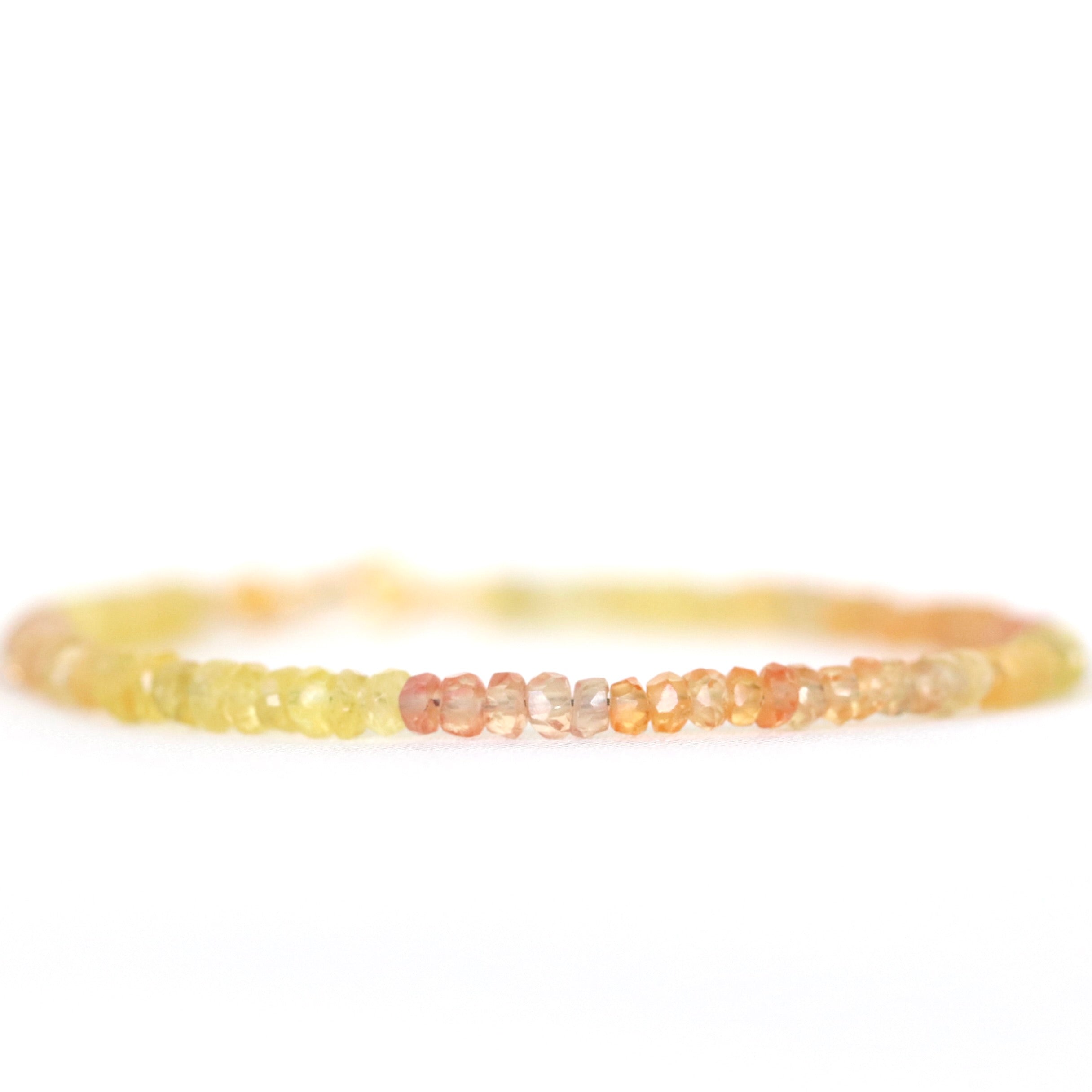 Handmade Yellow Orange Sapphire bracelet, dainty minimalist jewelry by Oberia