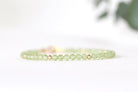 Minimalist 3mm Peridot bracelet, gold accents