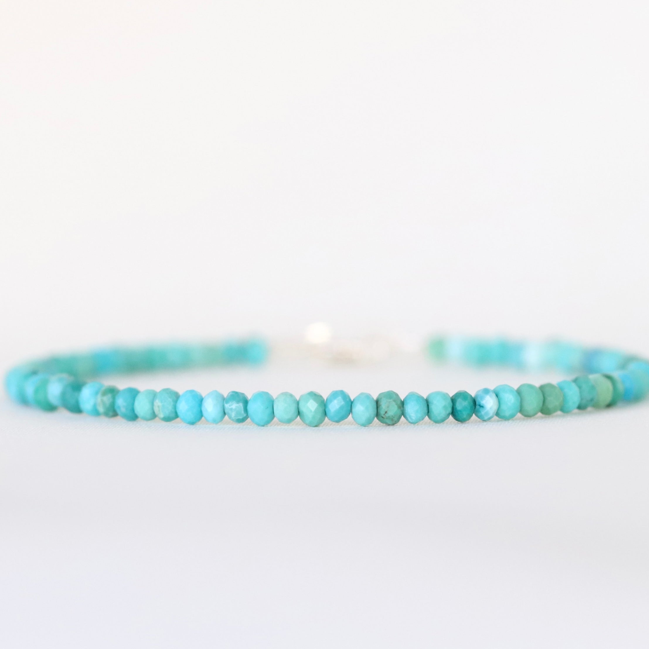 Minimalist 3mm Turquoise bracelet, sterling silver
