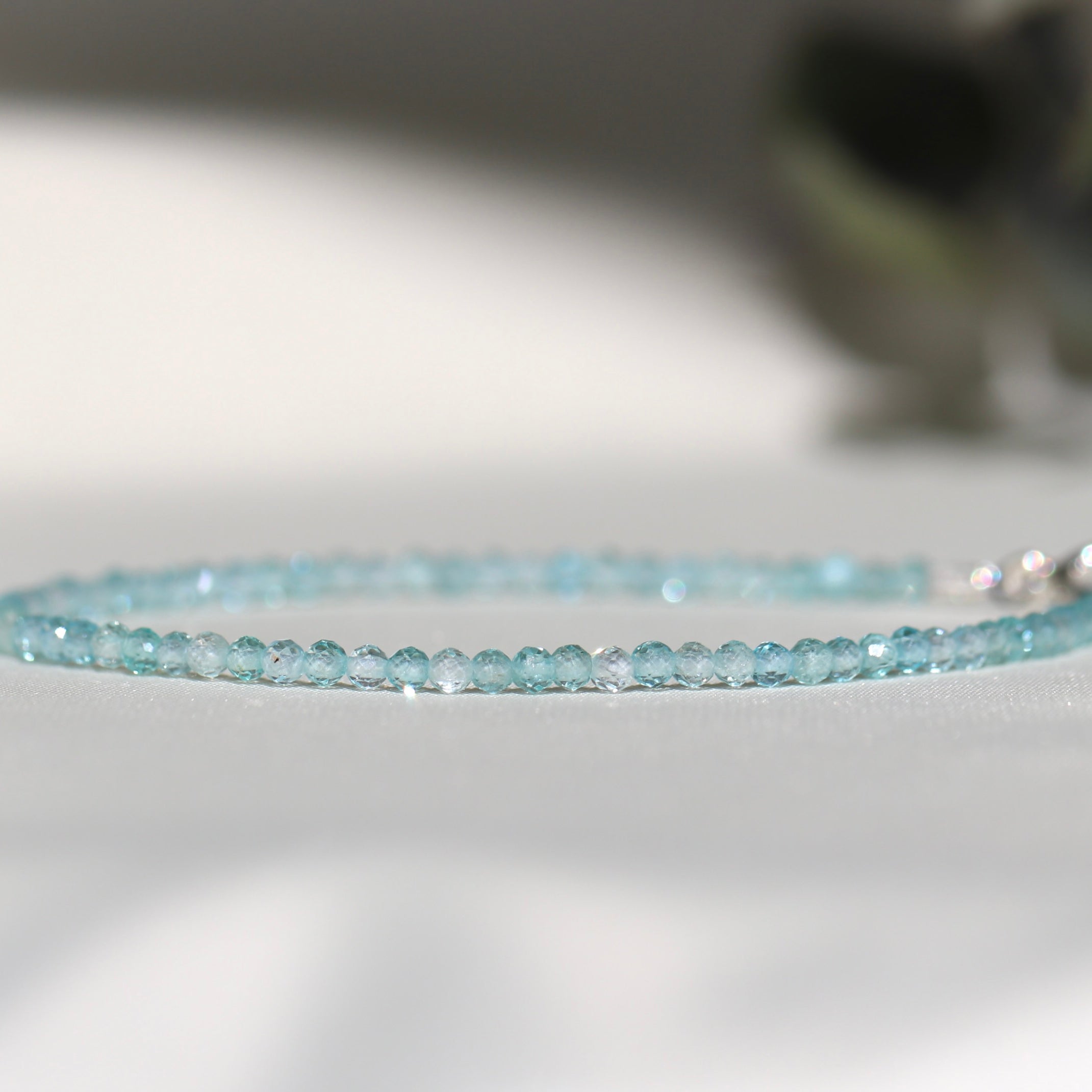 Minimalist Blue Apatite bracelet with sterling silver clasp, elegant handmade design