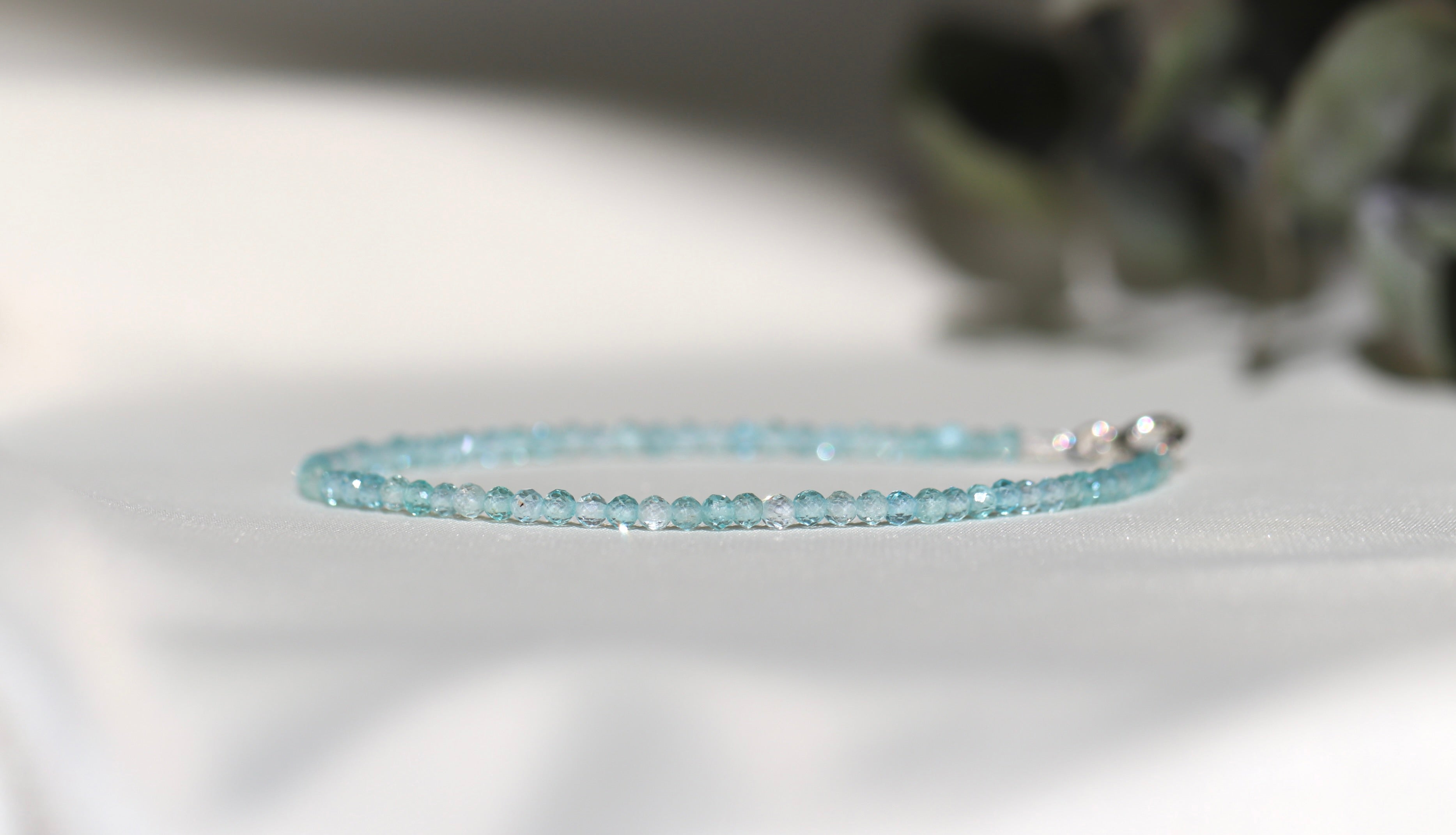 Minimalist Blue Apatite bracelet with sterling silver clasp, elegant handmade design