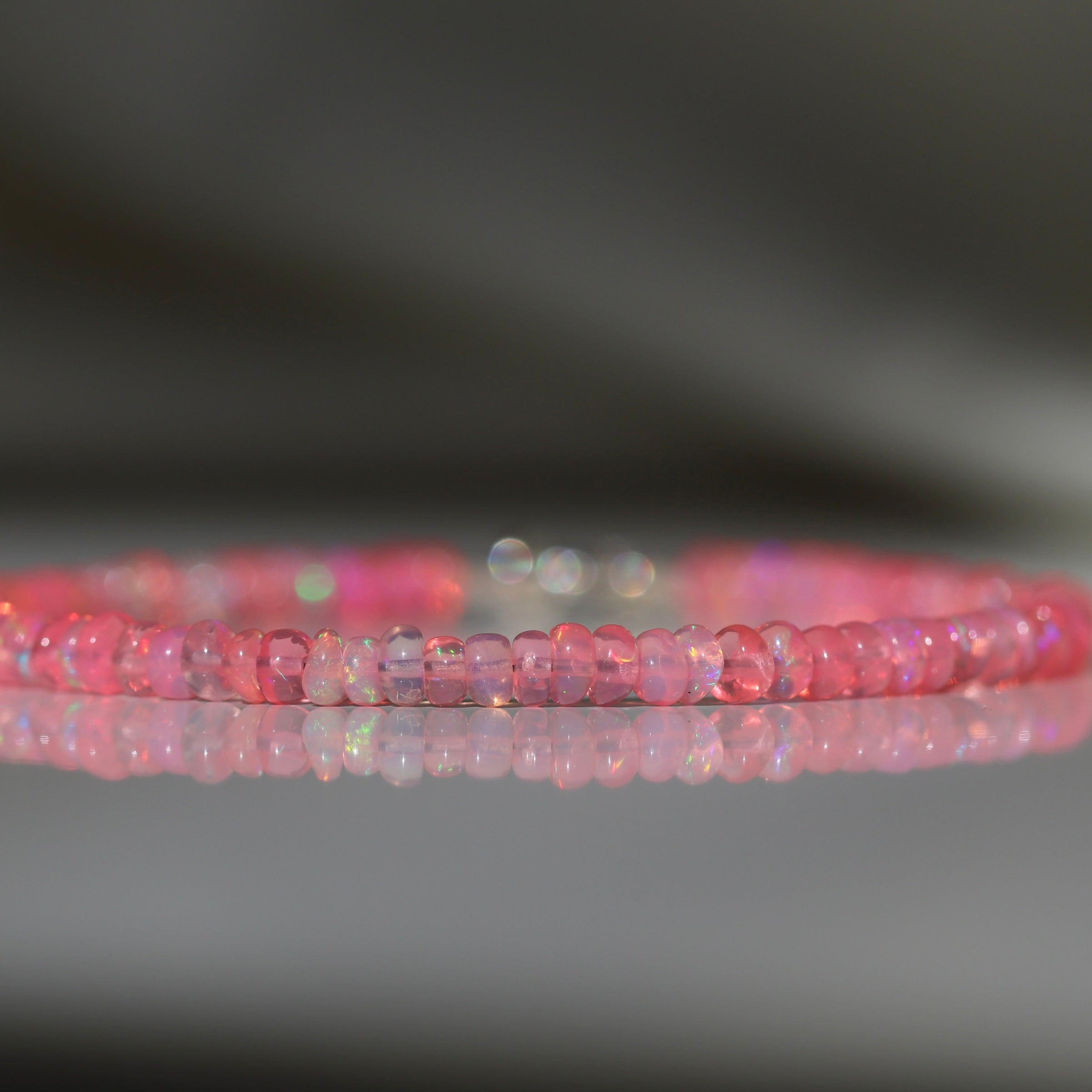 Minimalist Fire Pink Opal bracelet, timeless handmade design