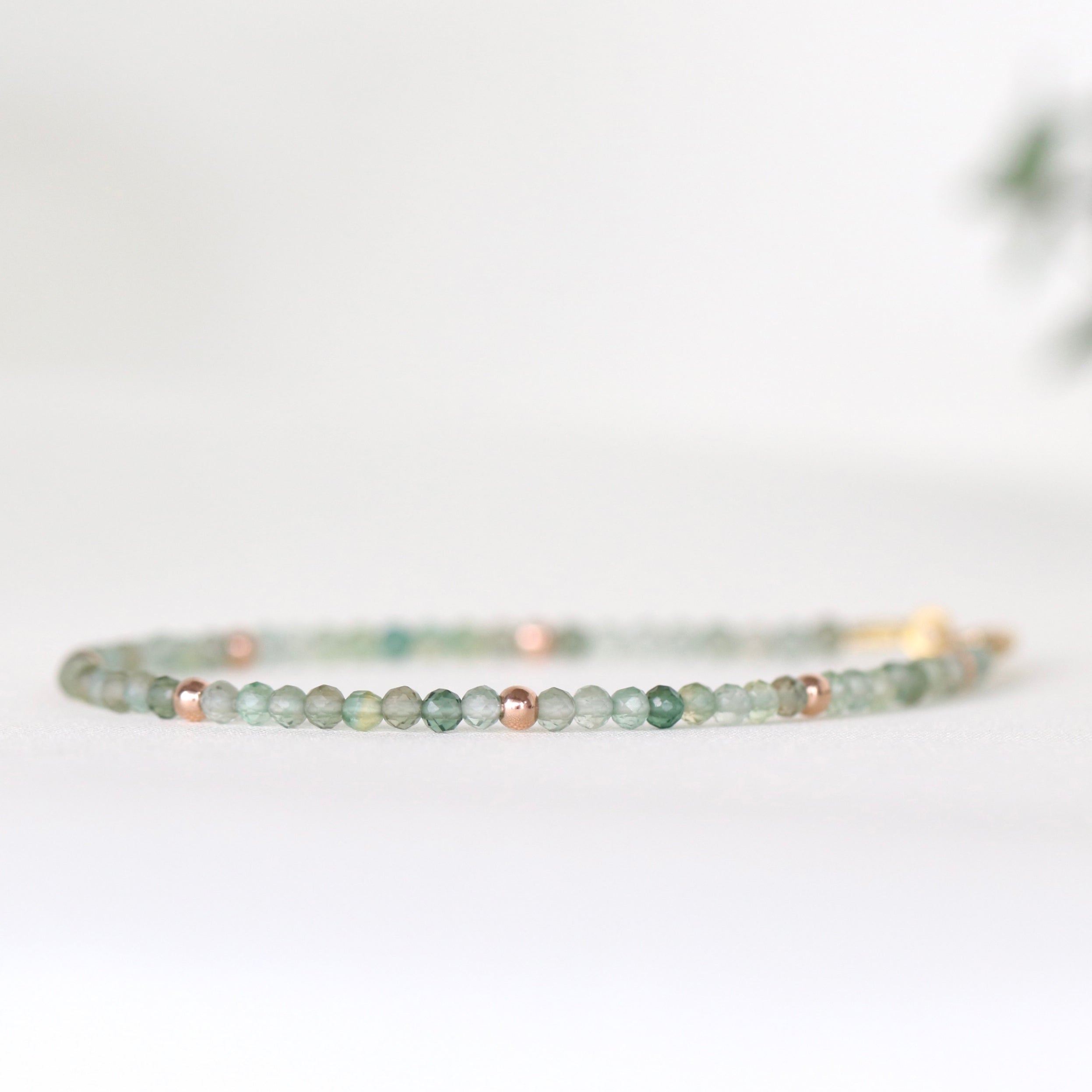 Minimalist Green Amethyst bracelet, handmade jewelry