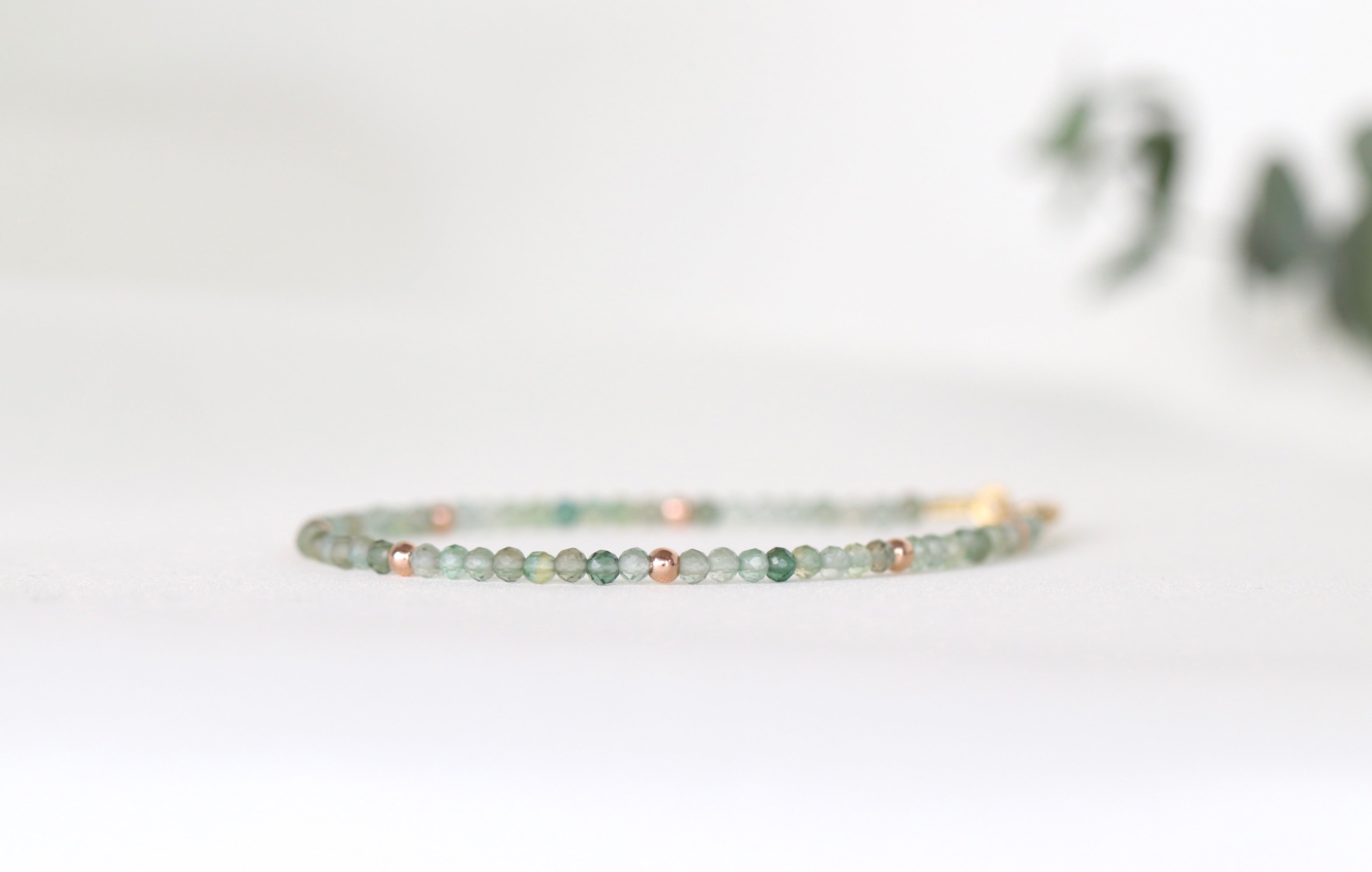 Minimalist Green Amethyst bracelet, handmade jewelry