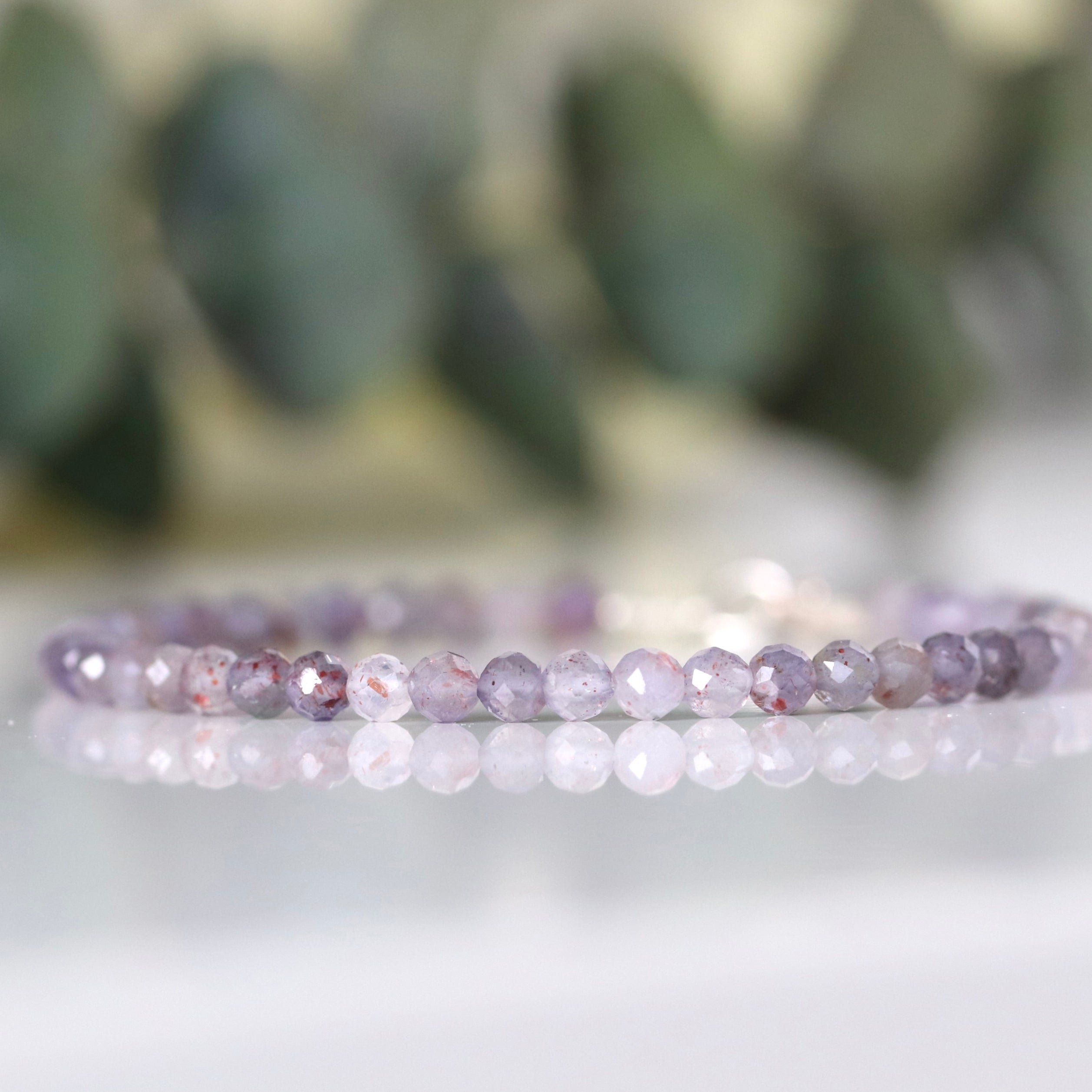 Minimalist Iolite bracelet, unique gemstone mix