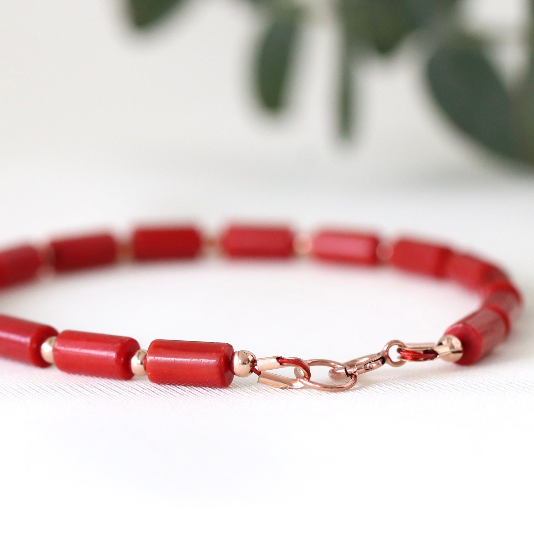 Minimalist Italian Coral bracelet, timeless jewelry