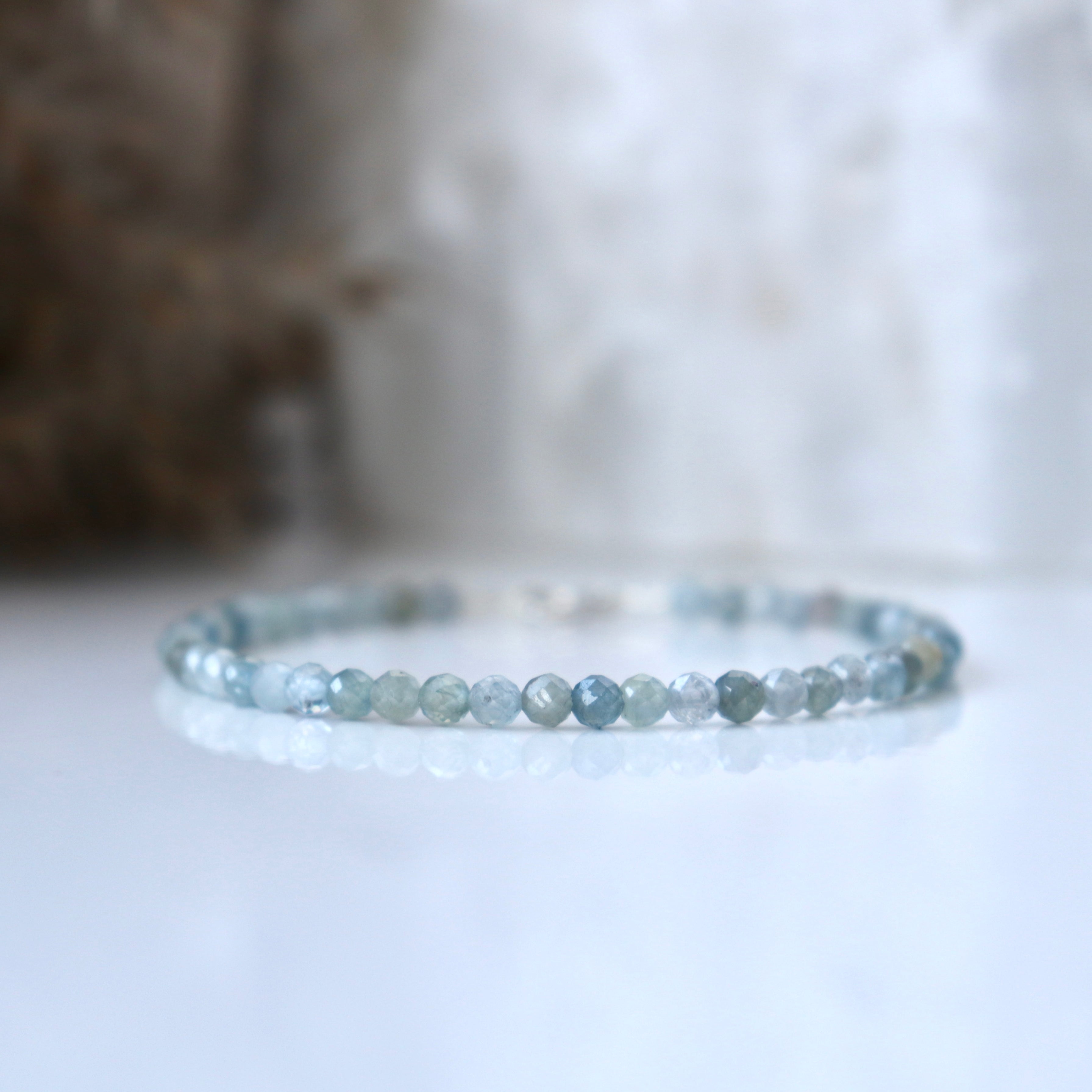 Minimalist Montana Sapphire bracelet, sterling silver