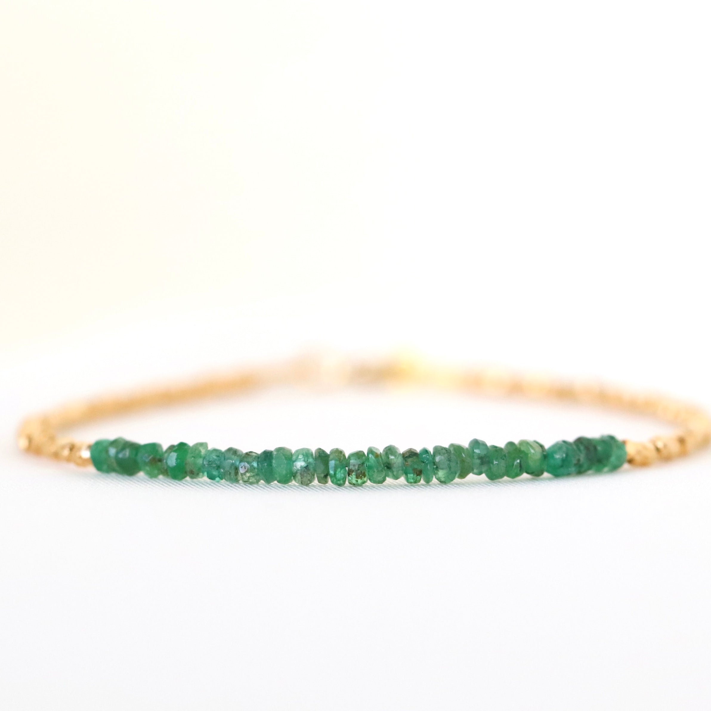 Minimalist Natural Zambian Emerald bracelet