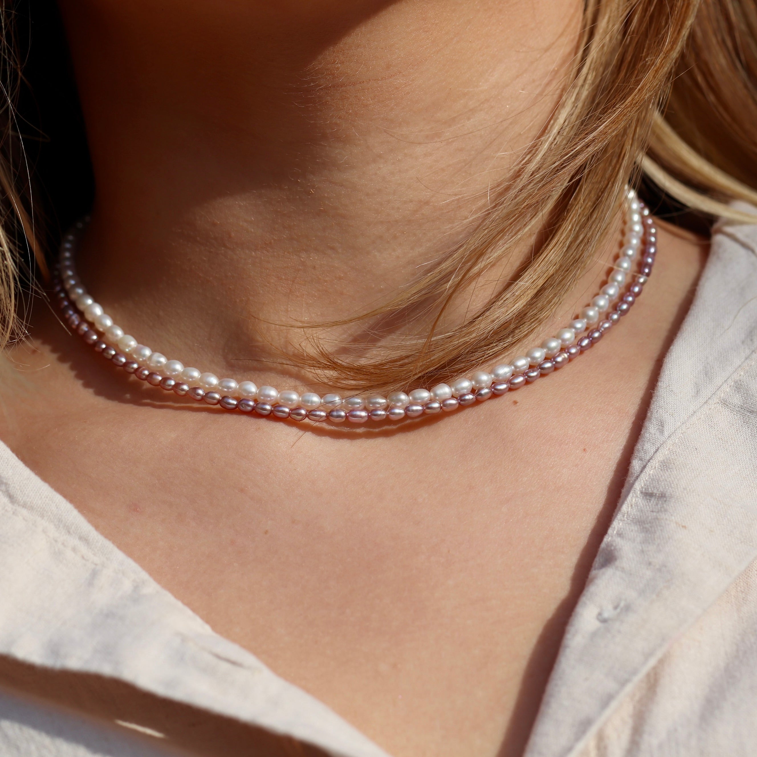 Minimalist rice pearl necklace, timeless design