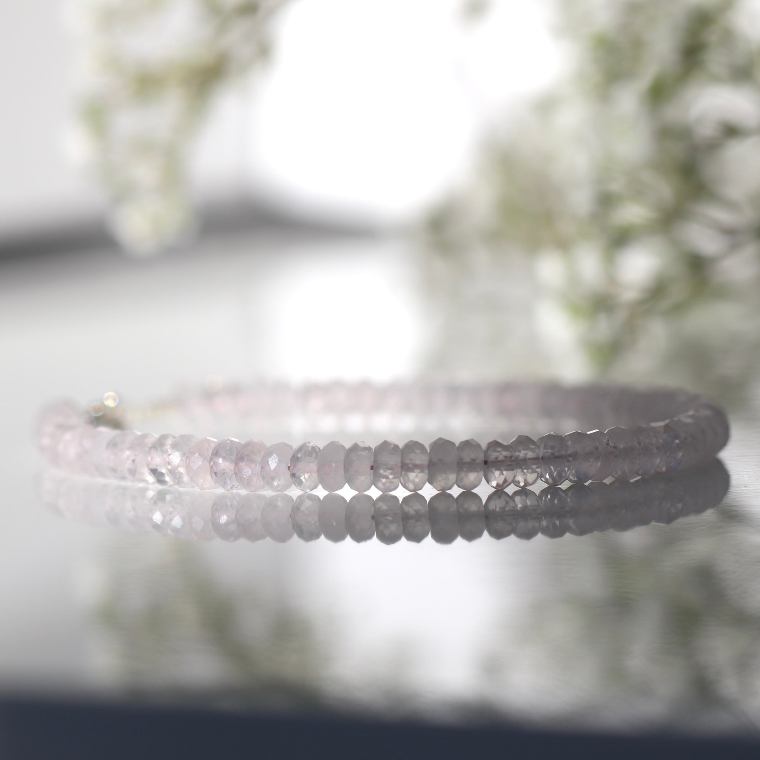 Minimalist 4mm Rose Quartz bracelet, elegant design