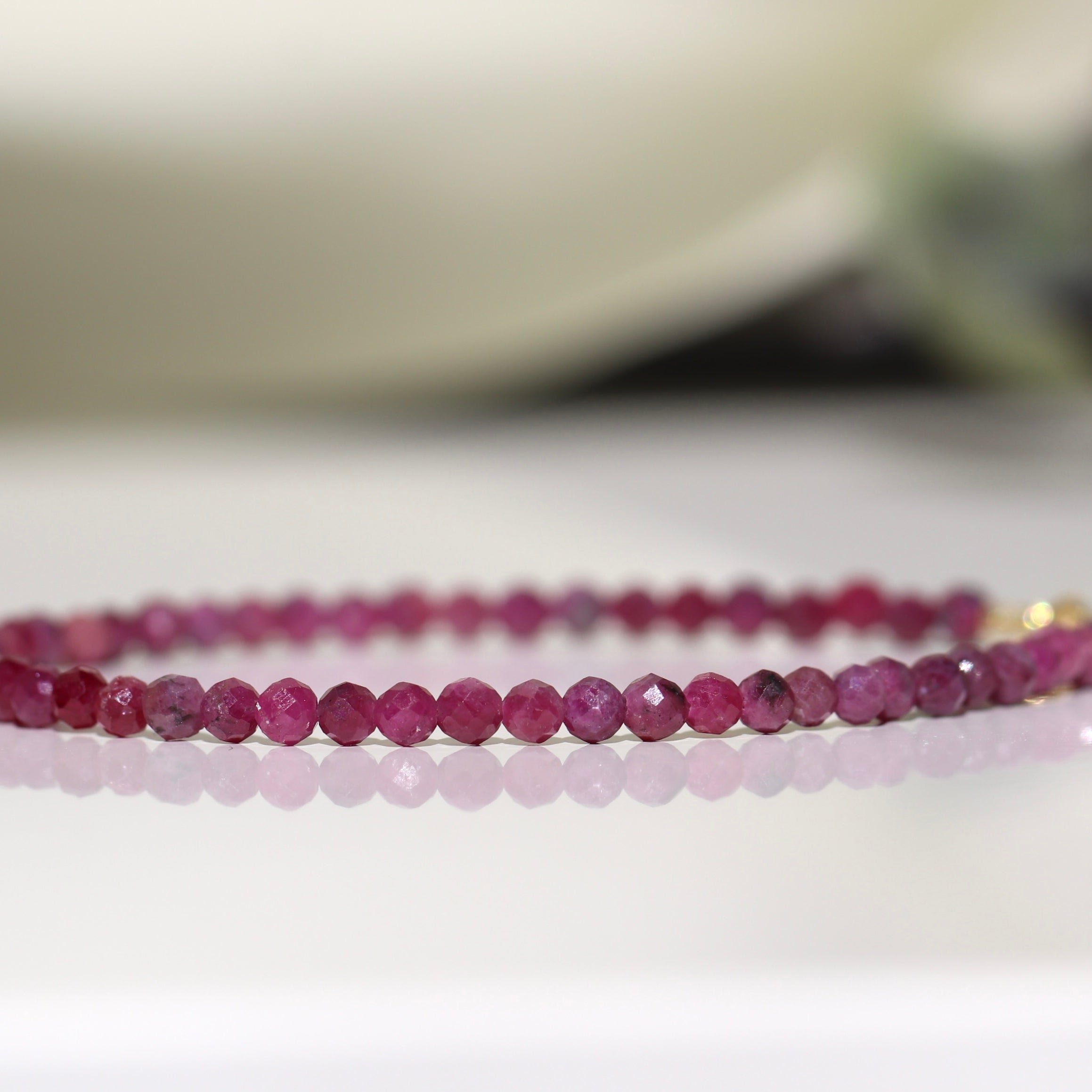Minimalist Ruby bracelet, handmade jewelry by Oberia
