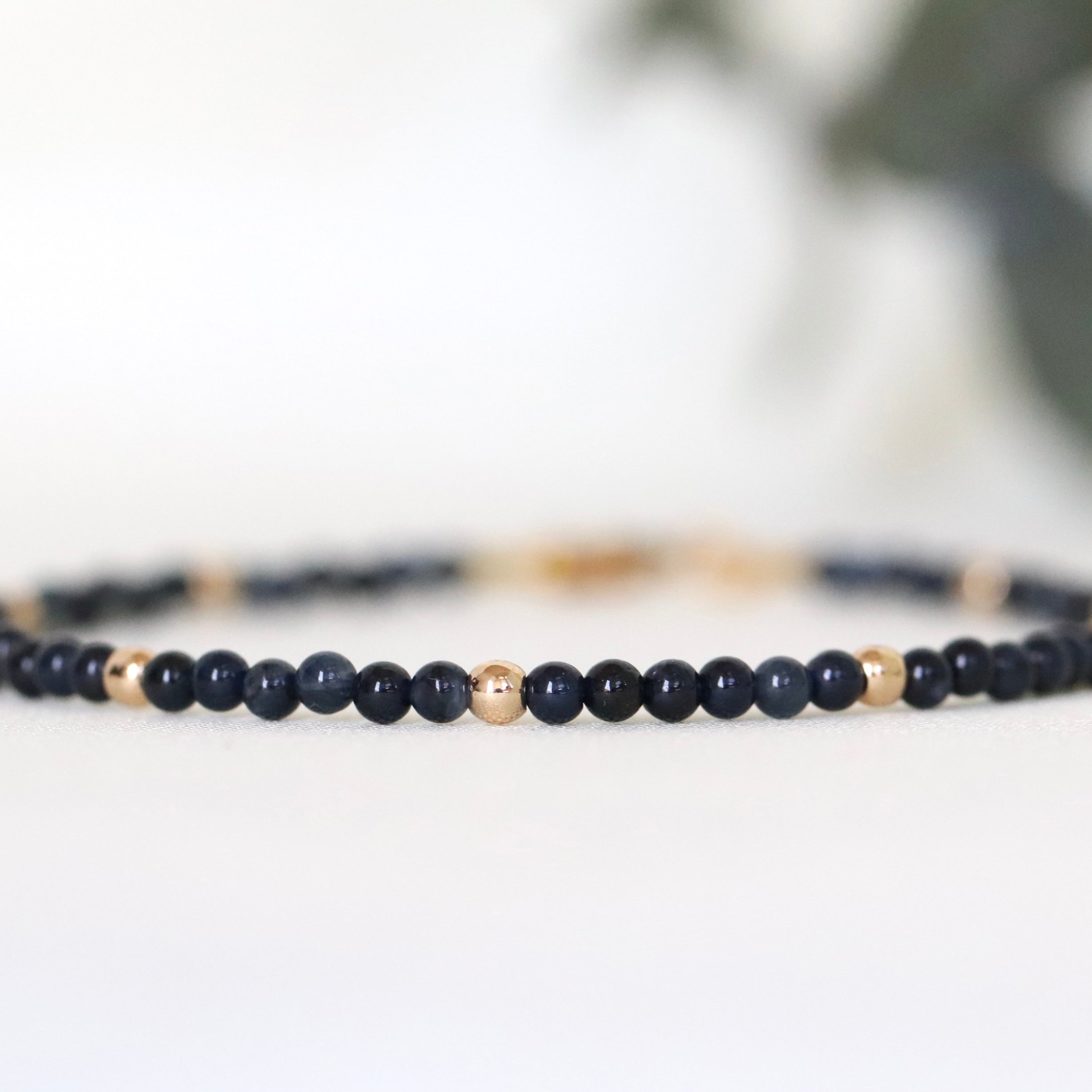 Minimalist Sapphire bracelet with 14k gold accents