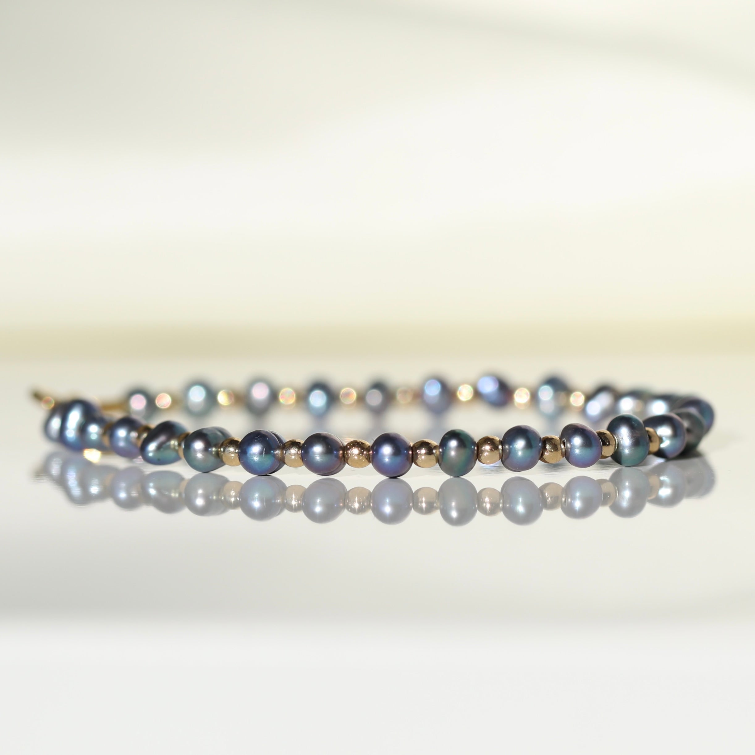 Minimalist Tahitian Black Pearl bracelet