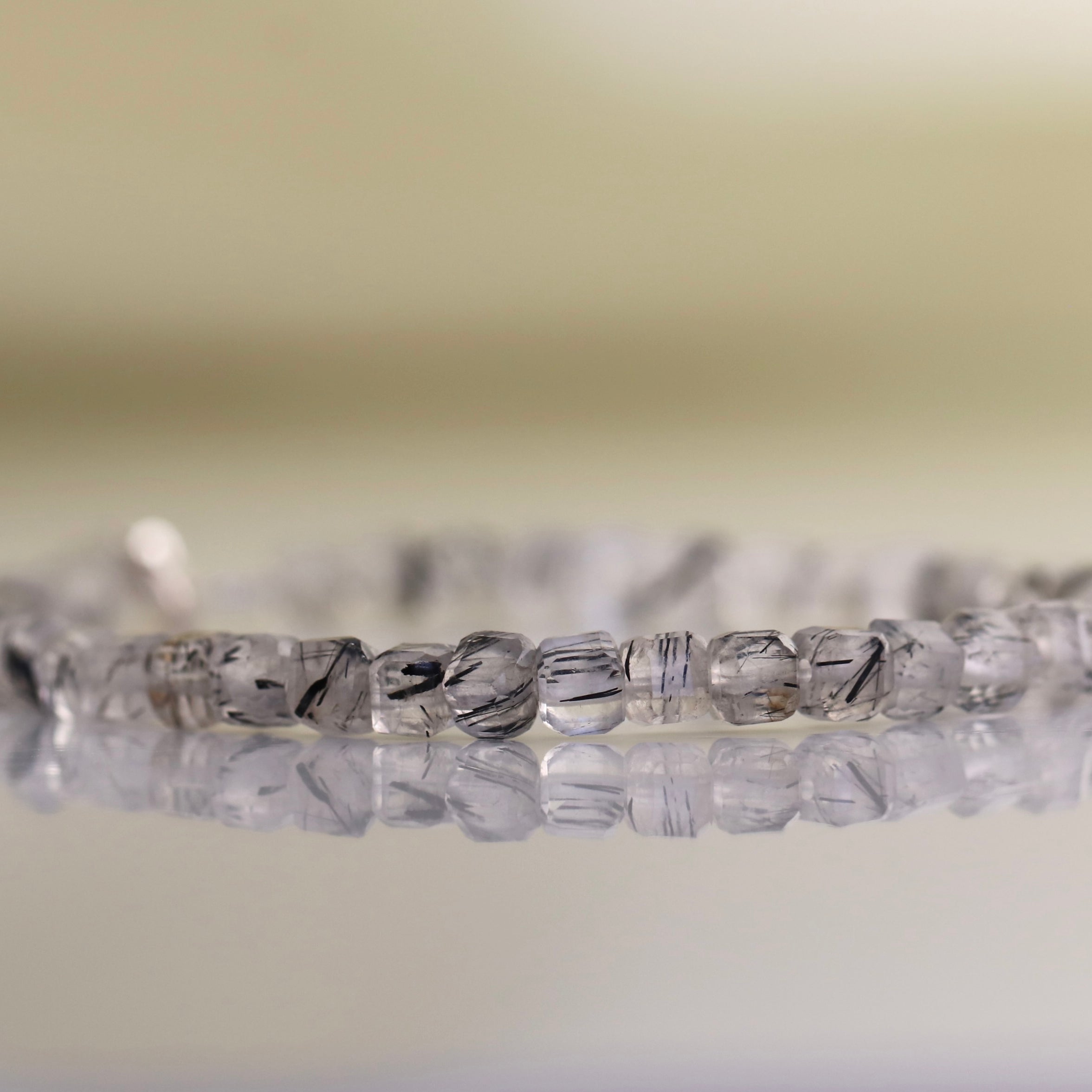 Natural Rutilated Quartz bracelet 4mm by Oberia Jewelry, handmade with timeless elegance
