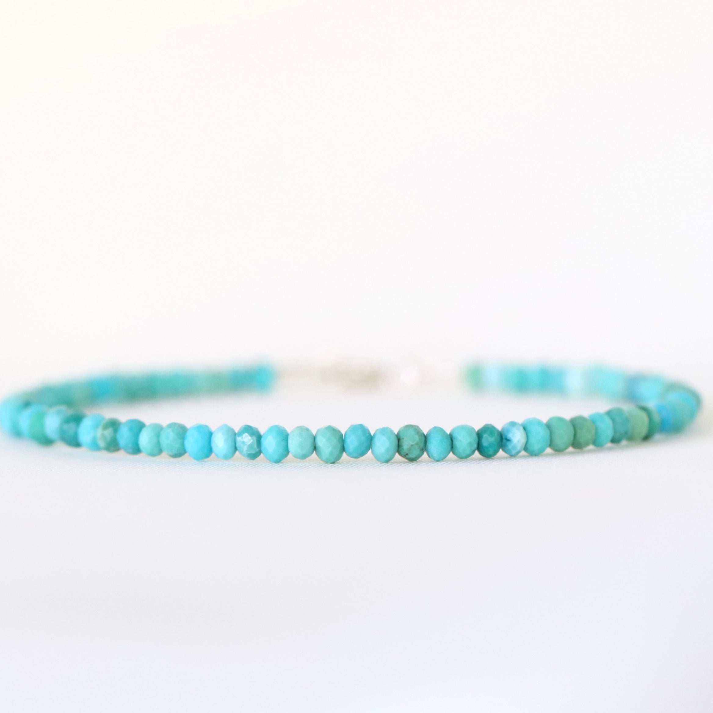 Natural Turquoise 3mm bracelet with silver