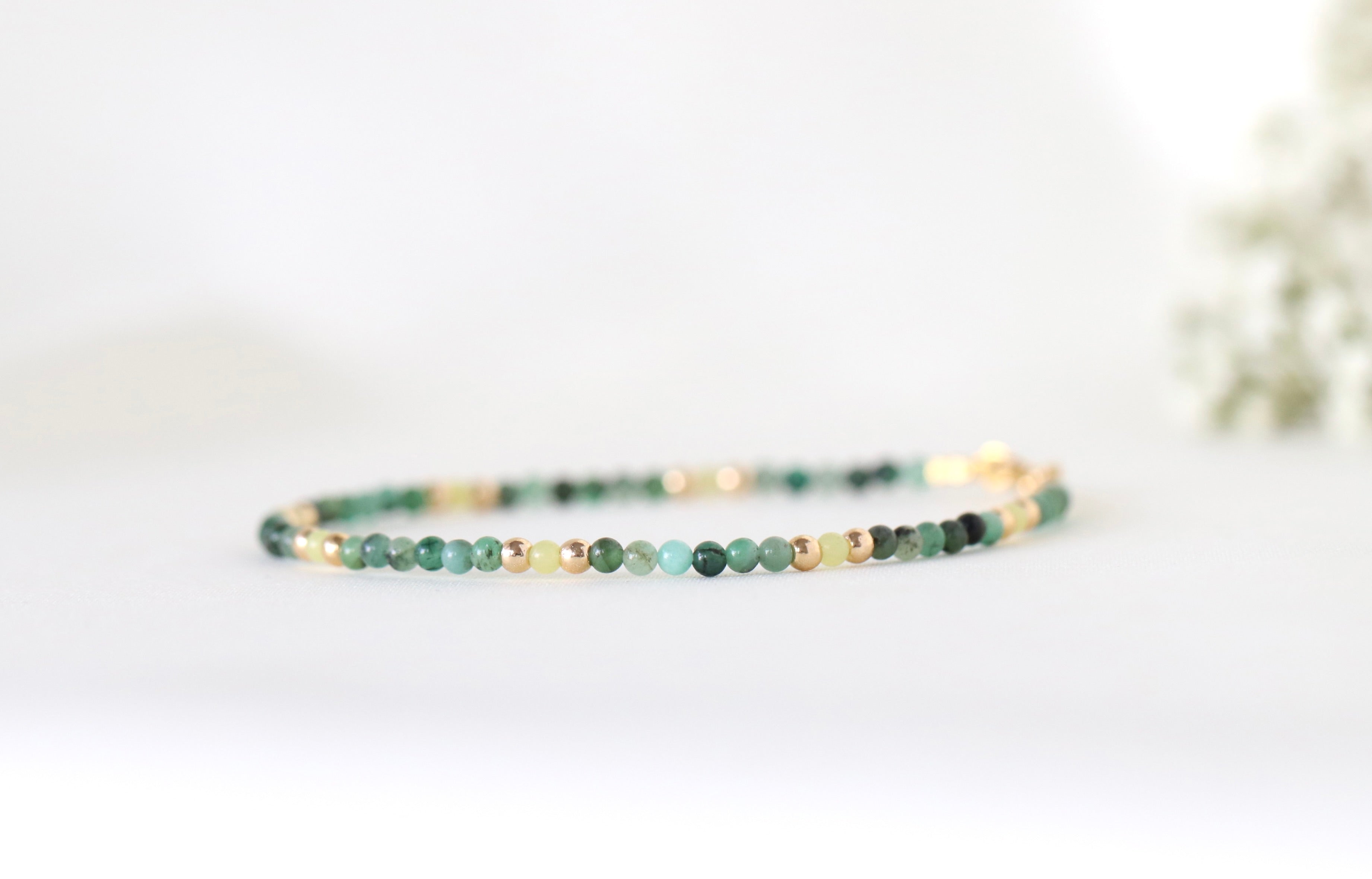 Oberia Jewelry Emerald bracelet with gold beads