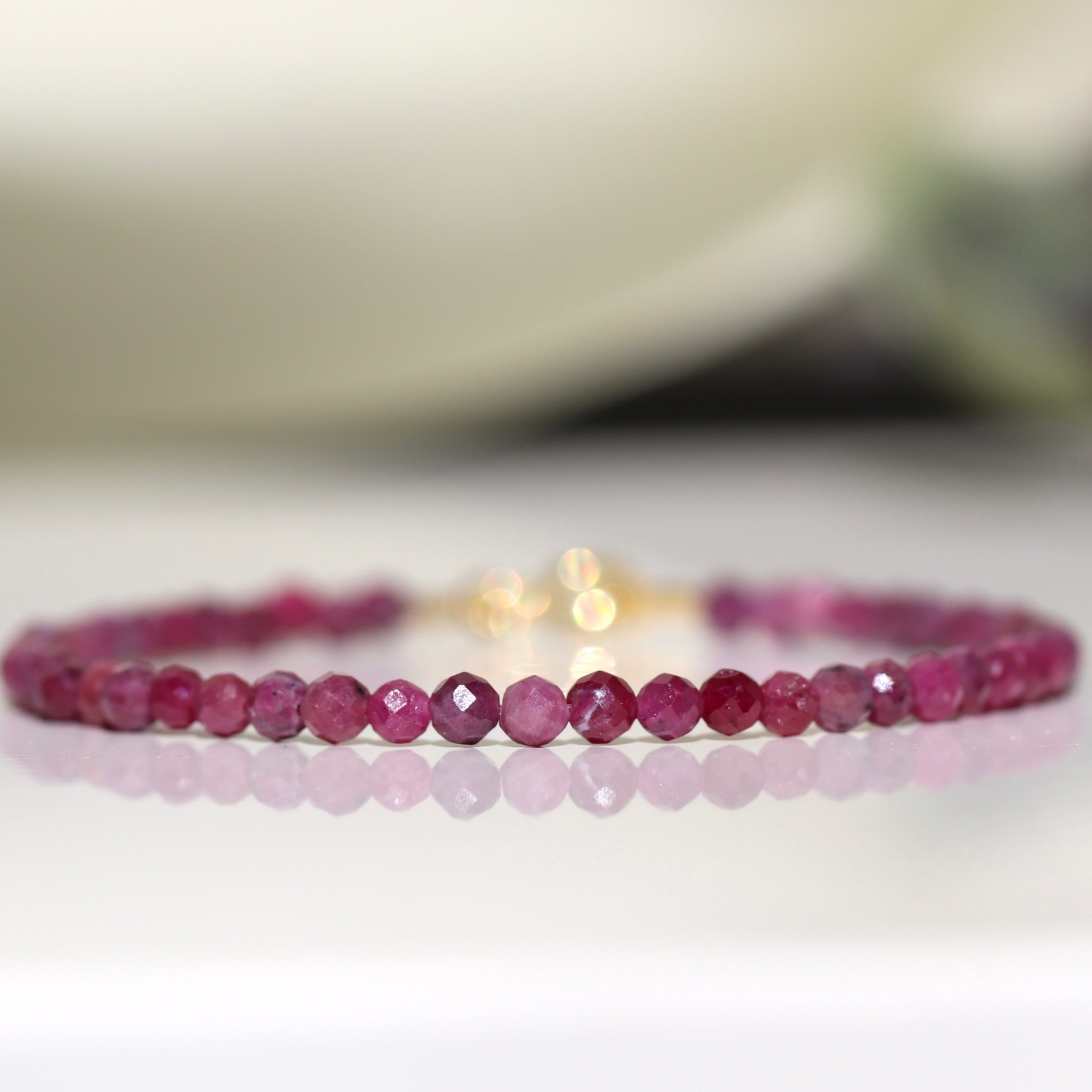 Pink Red Ruby bracelet by Oberia Jewelry, minimalist and elegant
