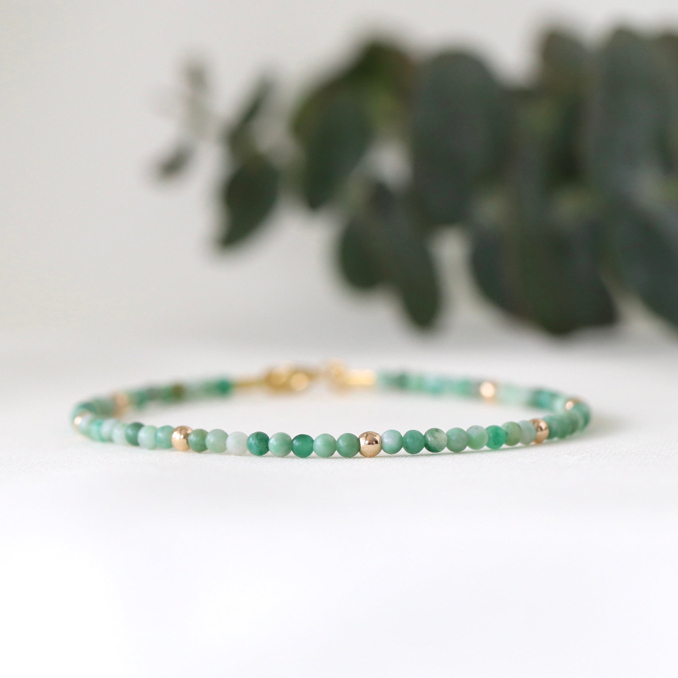 Qinghai Jade bracelet with 14k gold beads