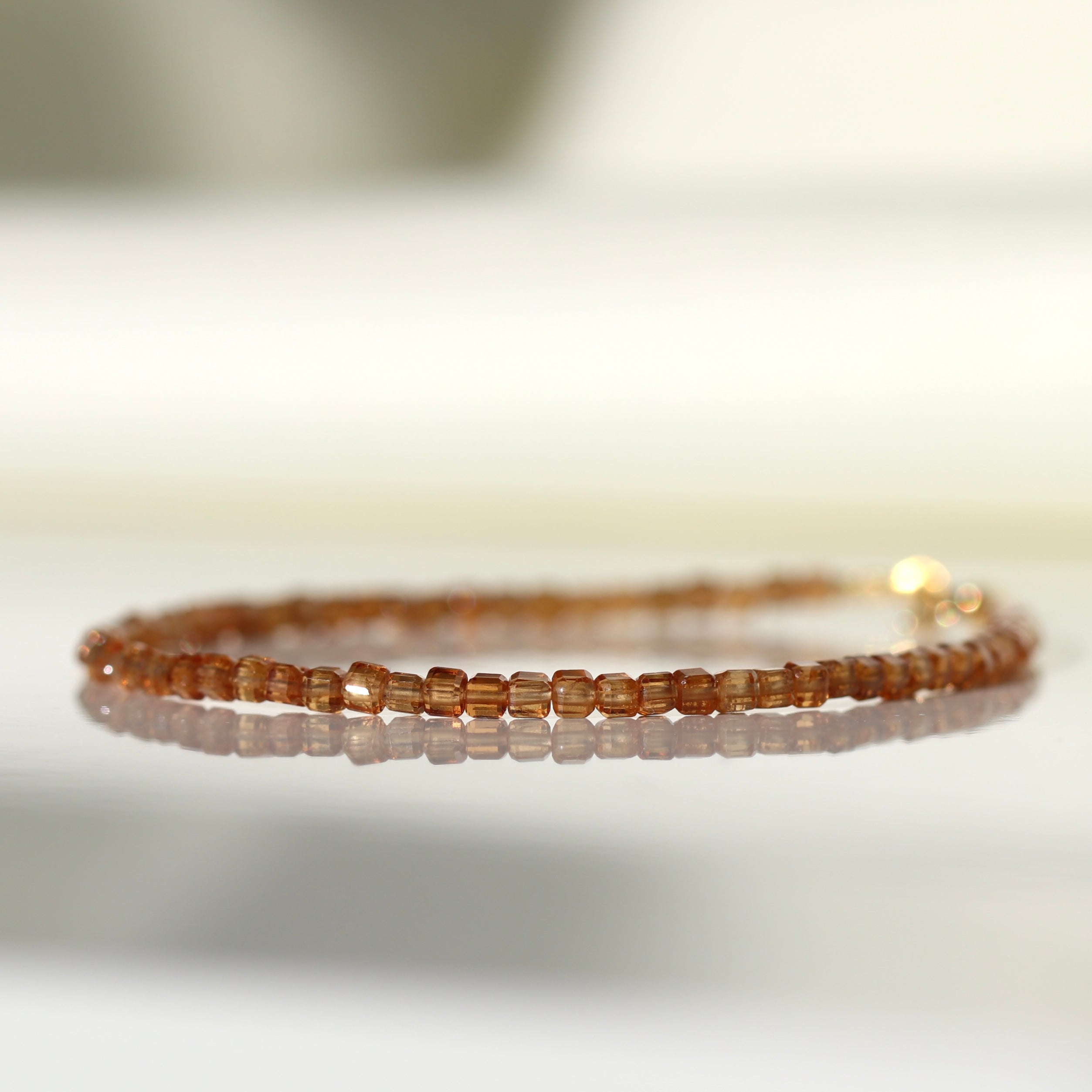Spessartine Garnet bracelet with 2mm cube beads