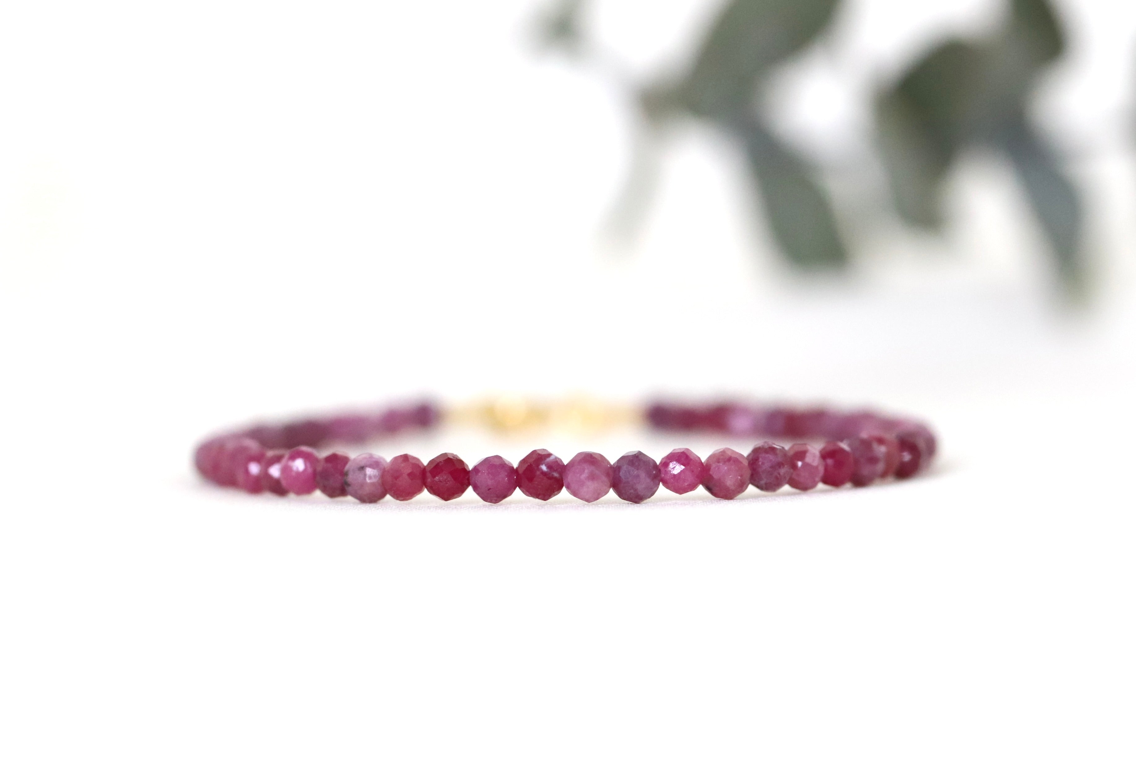 Timeless Pink Red Ruby bracelet, refined minimalist style