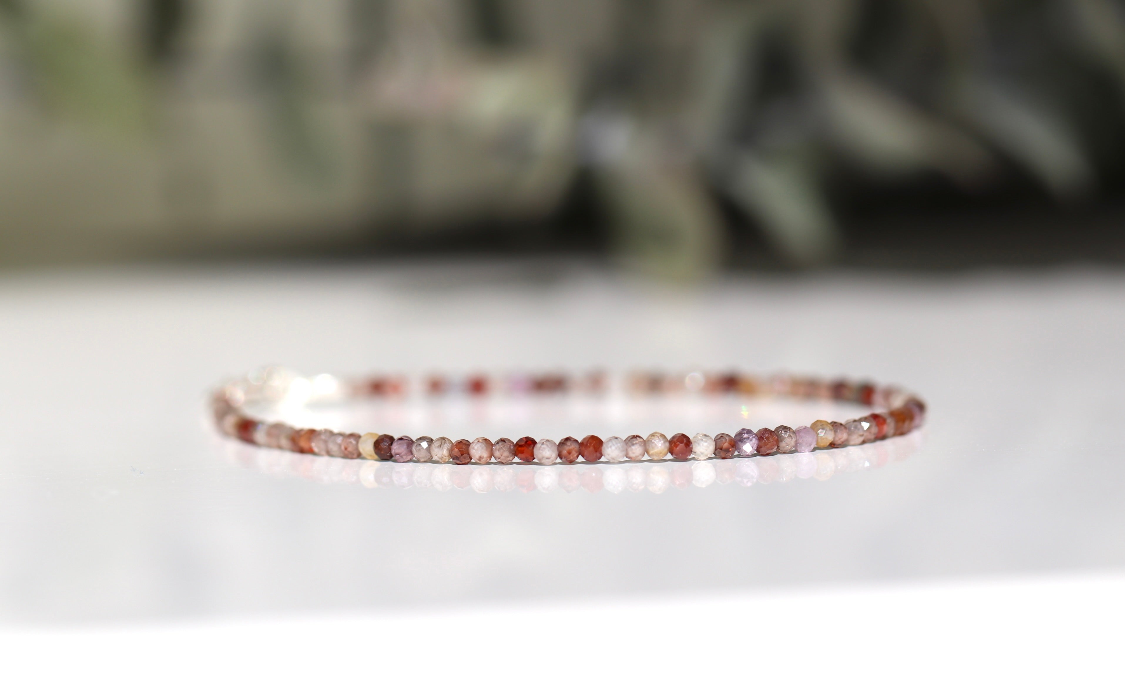 Elegant natural zircon bracelet in earthy brown tones, handcrafted gift