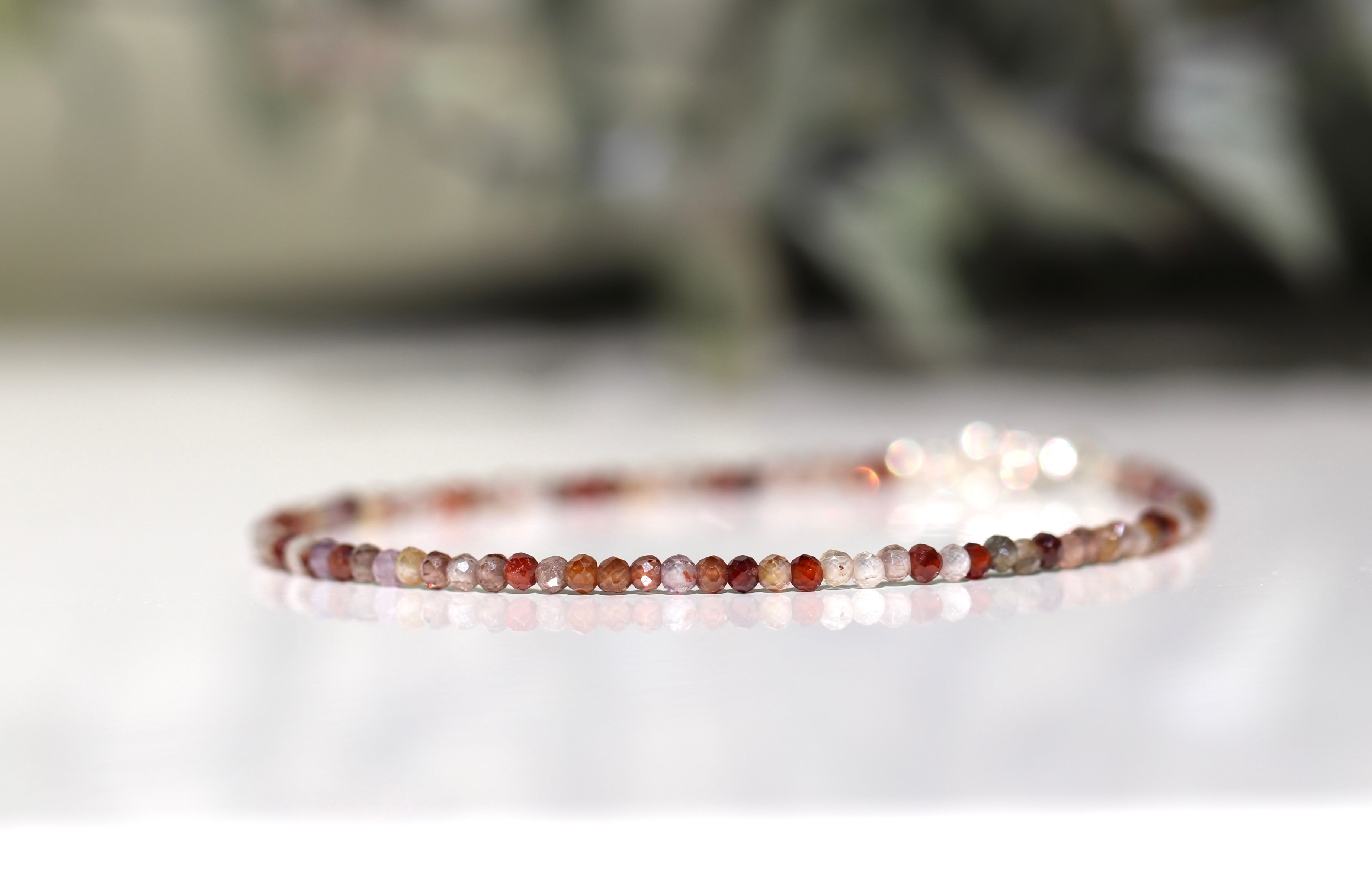 Handmade natural brown zircon bracelet in non-tarnishing gold