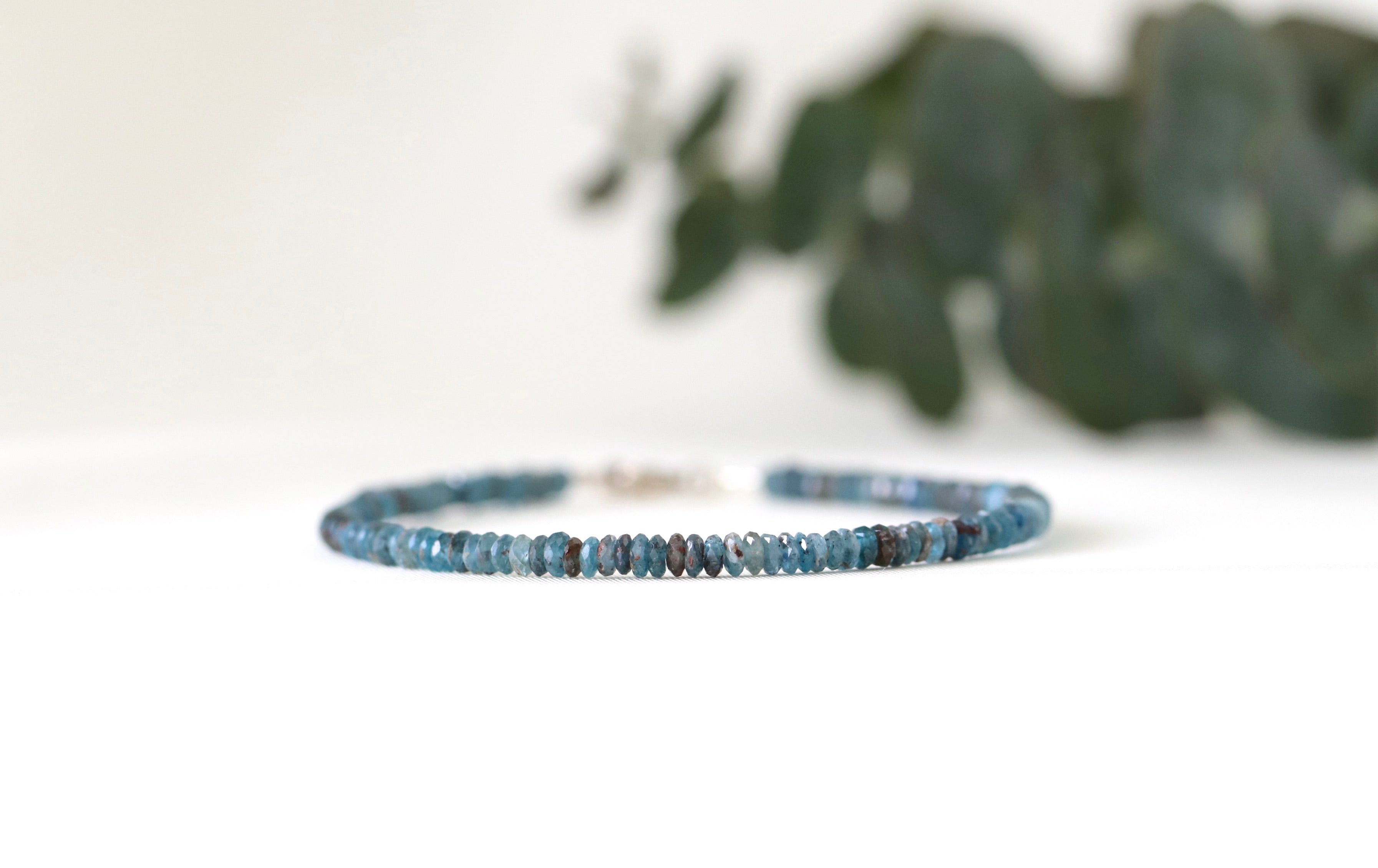 Handmade Kyanite bracelet with natural blue gemstones in silver