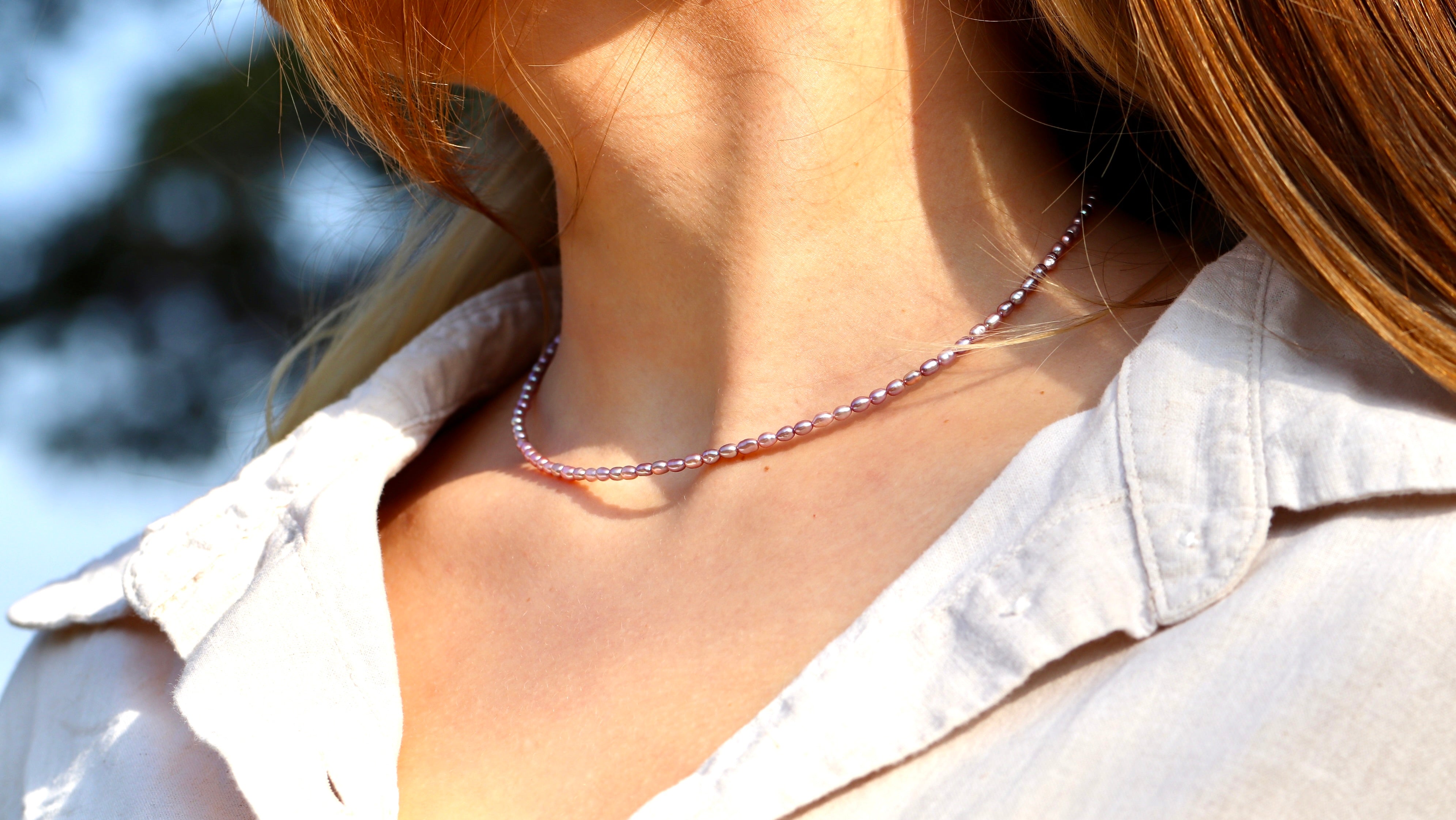 Layered rose pink freshwater pearl necklace, dainty minimalist jewelry, ideal for bridesmaids or everyday styling.