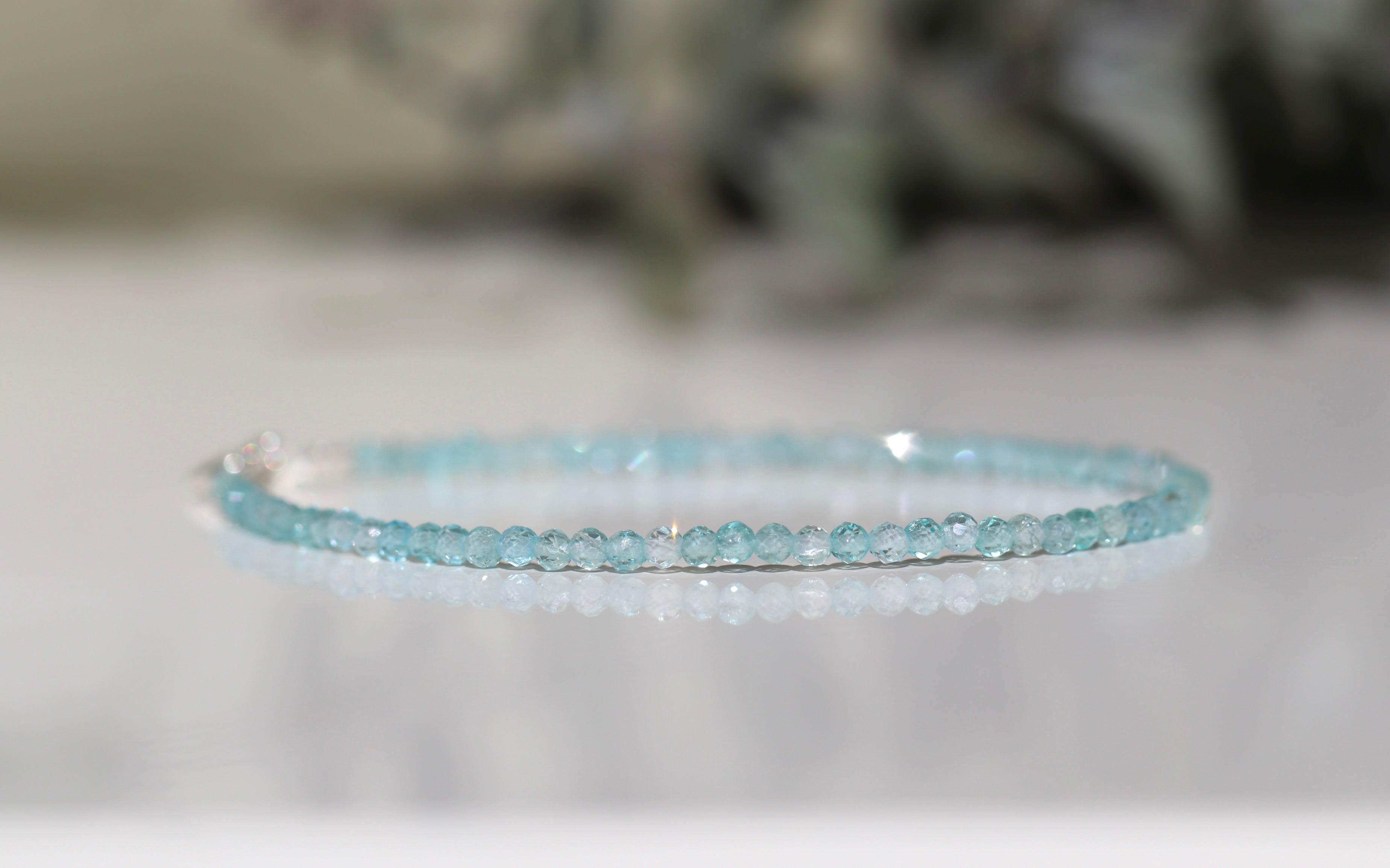 Blue Apatite bracelet with sterling silver clasp