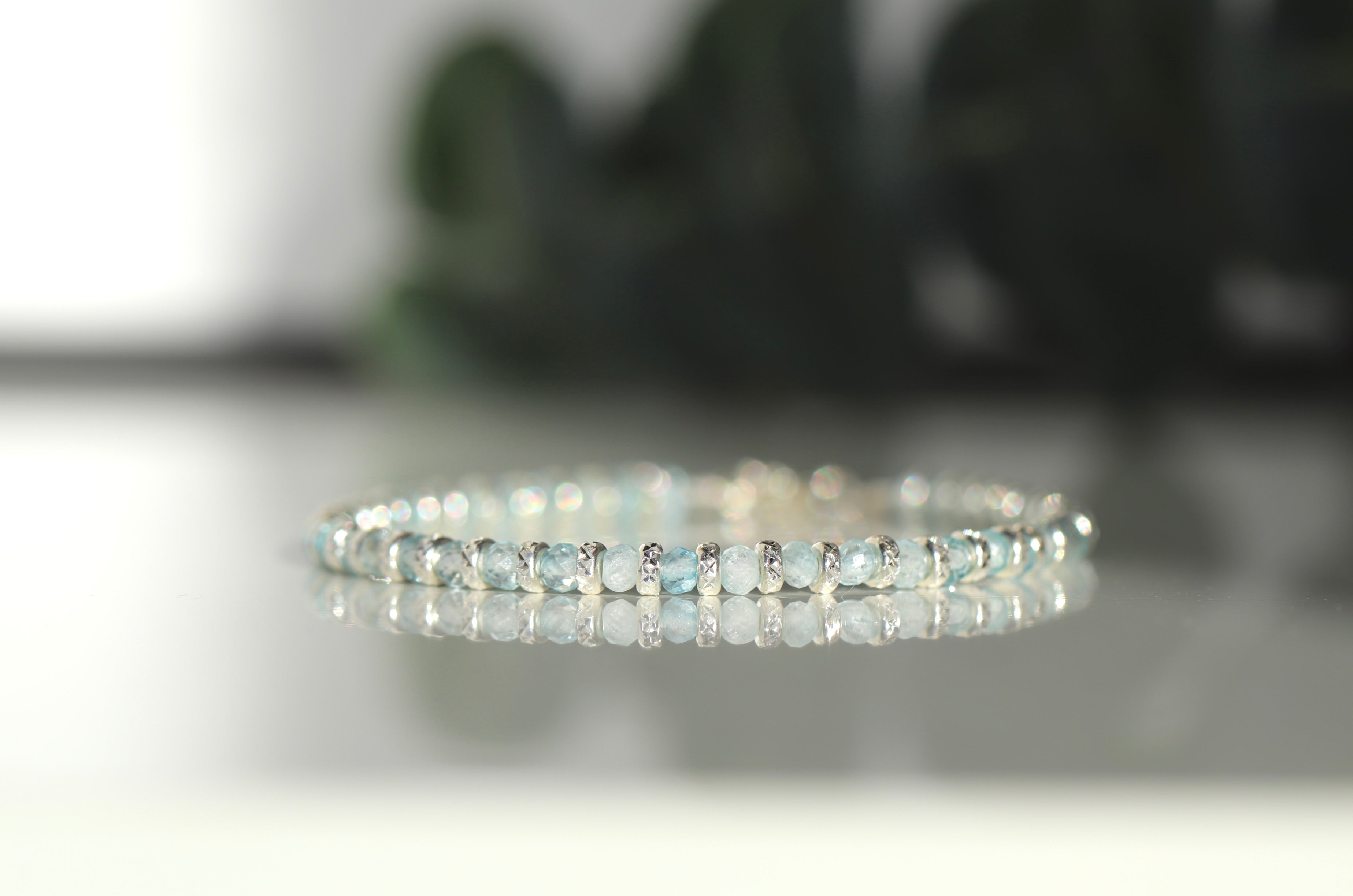 Blue Topaz bracelet with silver sparkling beads