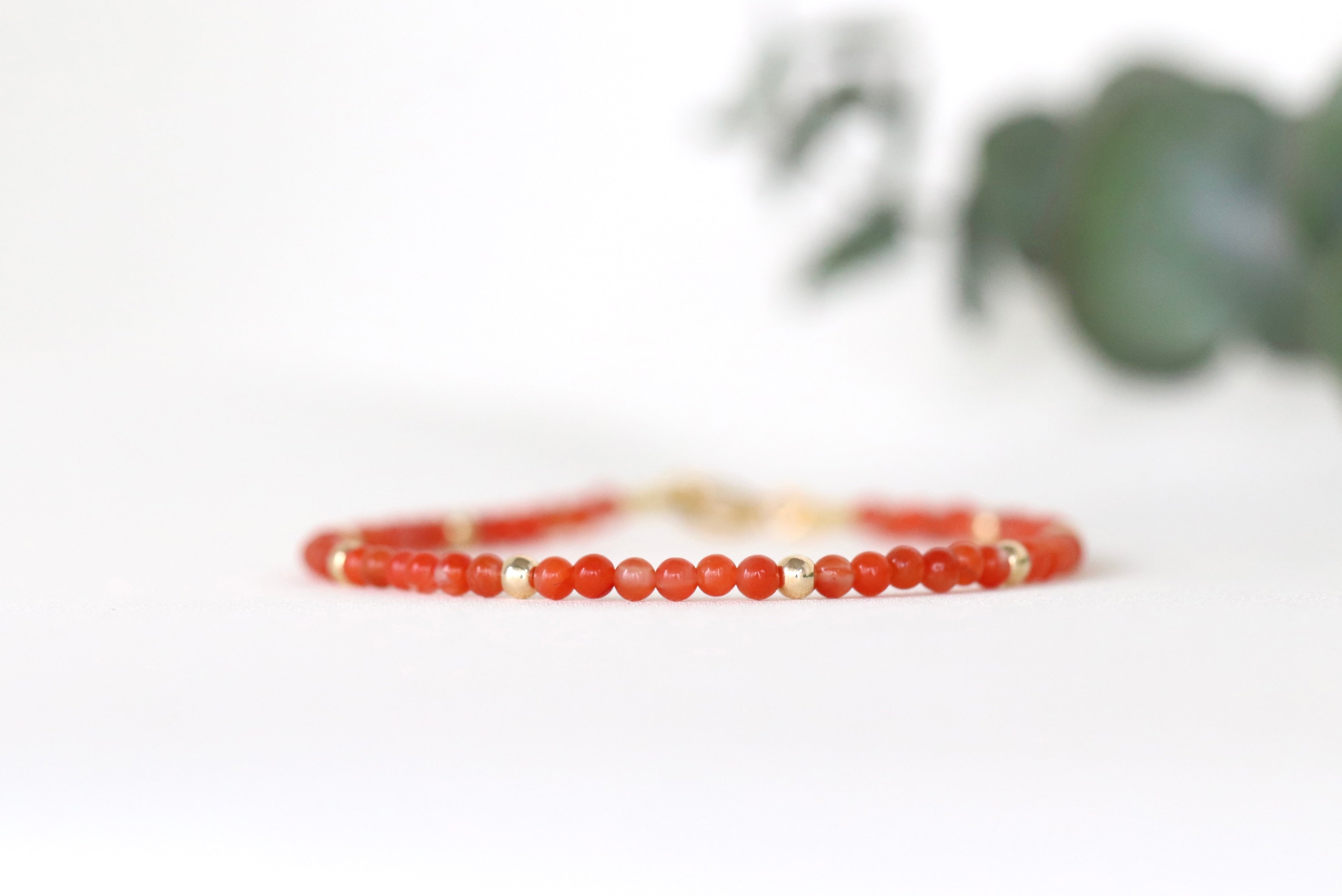 Carnelian bracelet with 14k gold filled beads