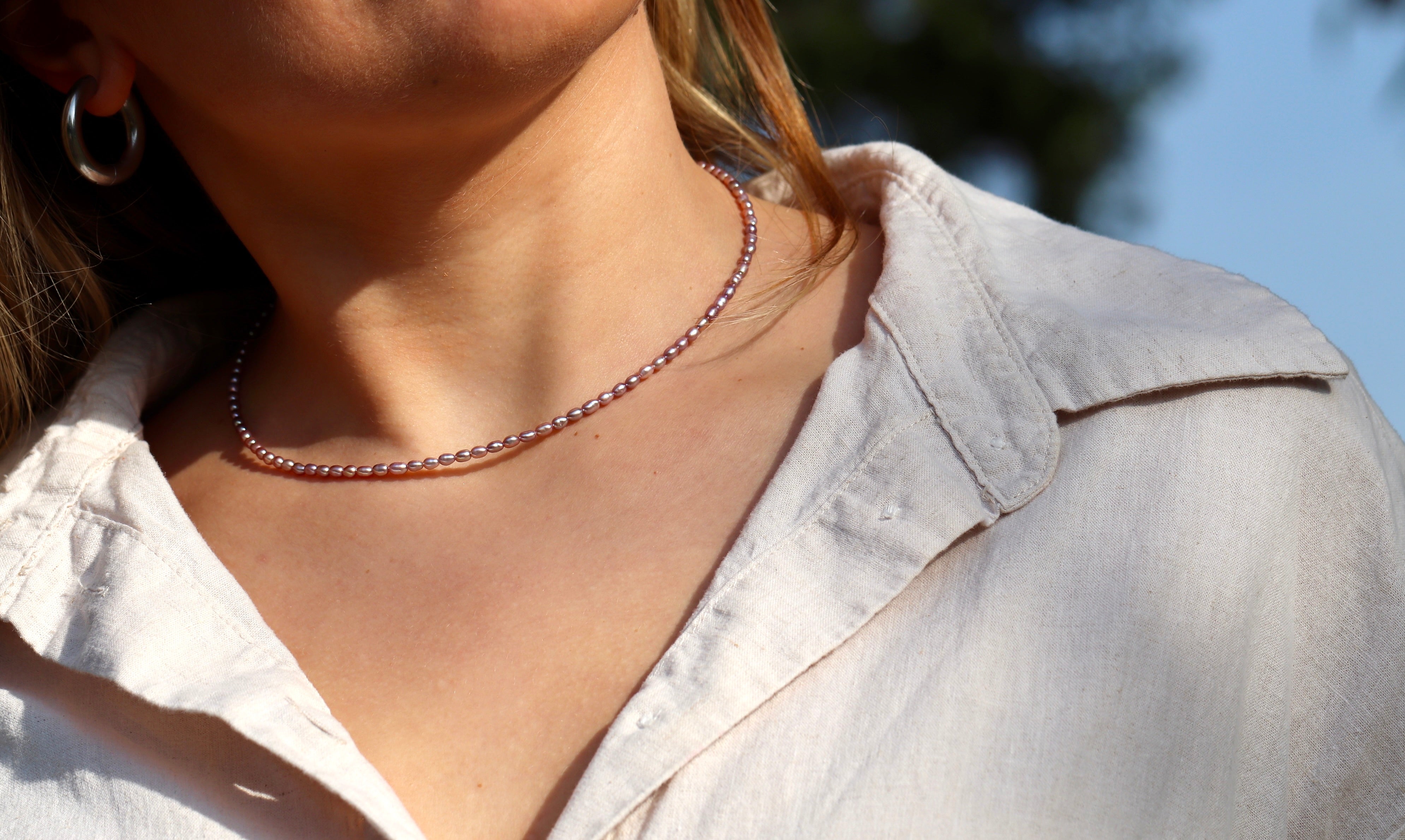 Dainty freshwater rose rice pearl necklace, handmade pink pearl jewelry for women, perfect gift for her or bridesmaid jewelry.