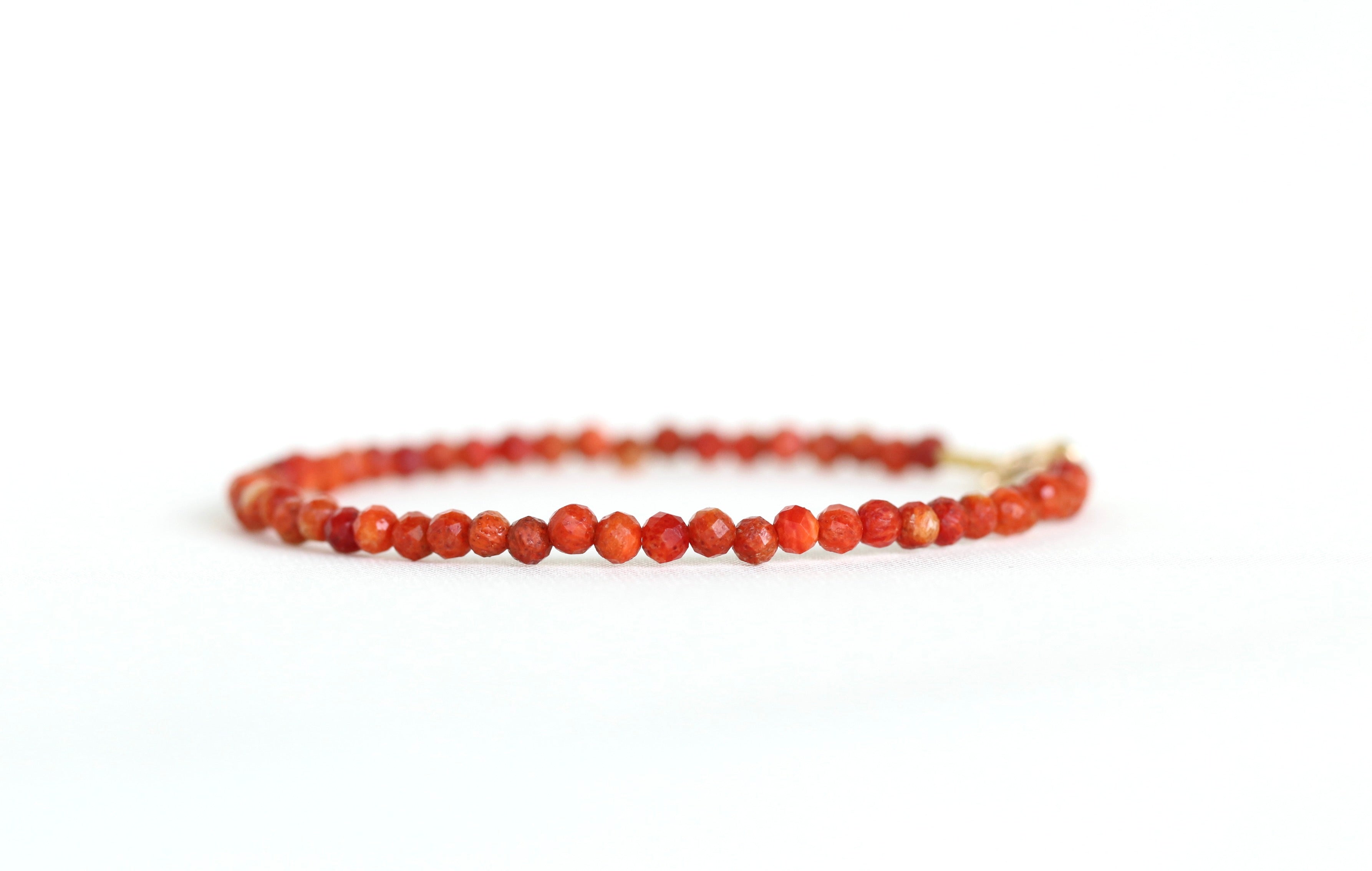 Dainty handmade 3mm Red Coral bracelet