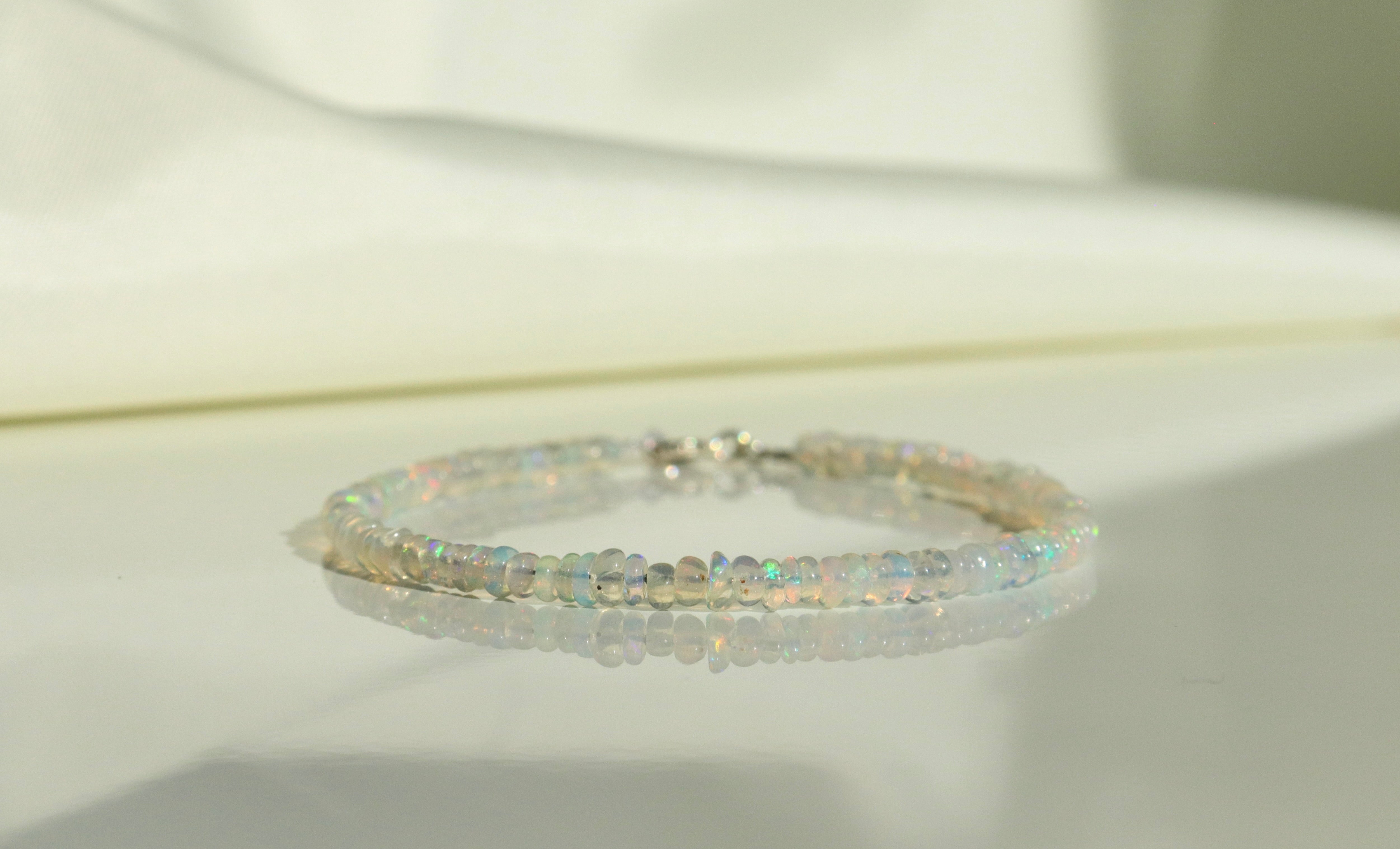 Dainty handmade Ethiopian Opal bracelet