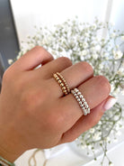 Dainty handmade gold and silver elastic ring