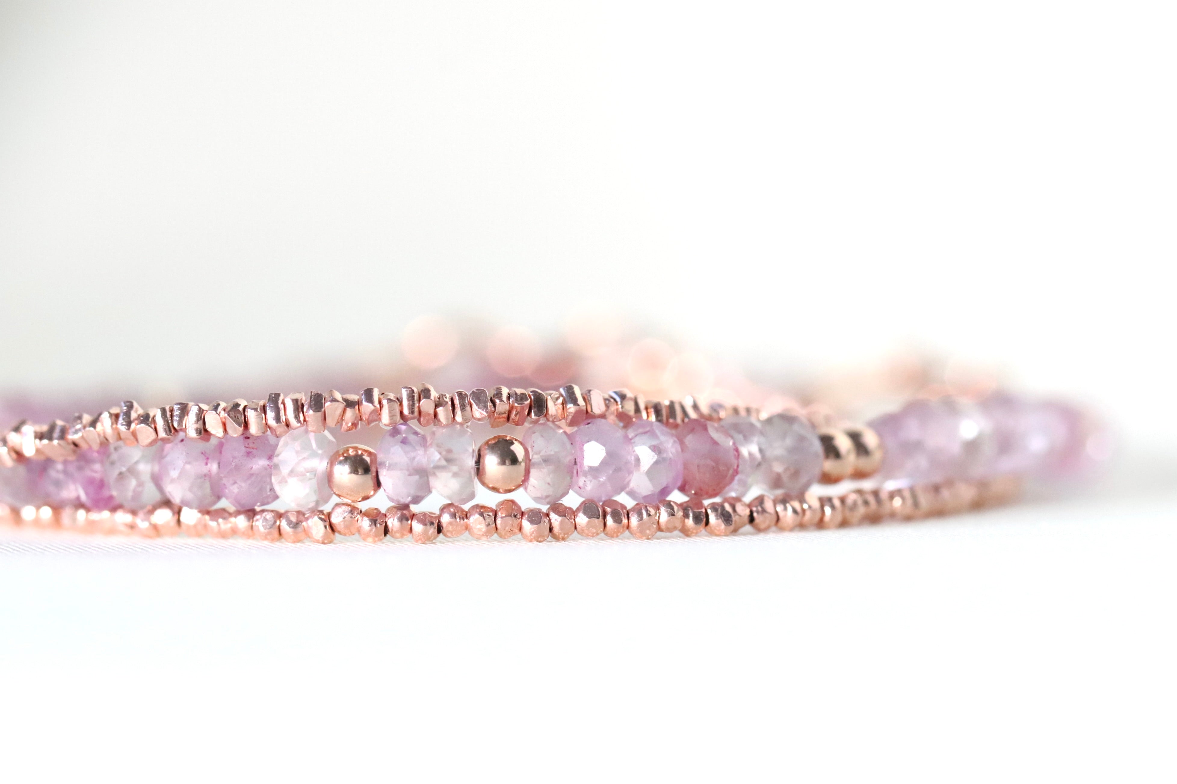 Dainty handmade Pink Amethyst bracelet