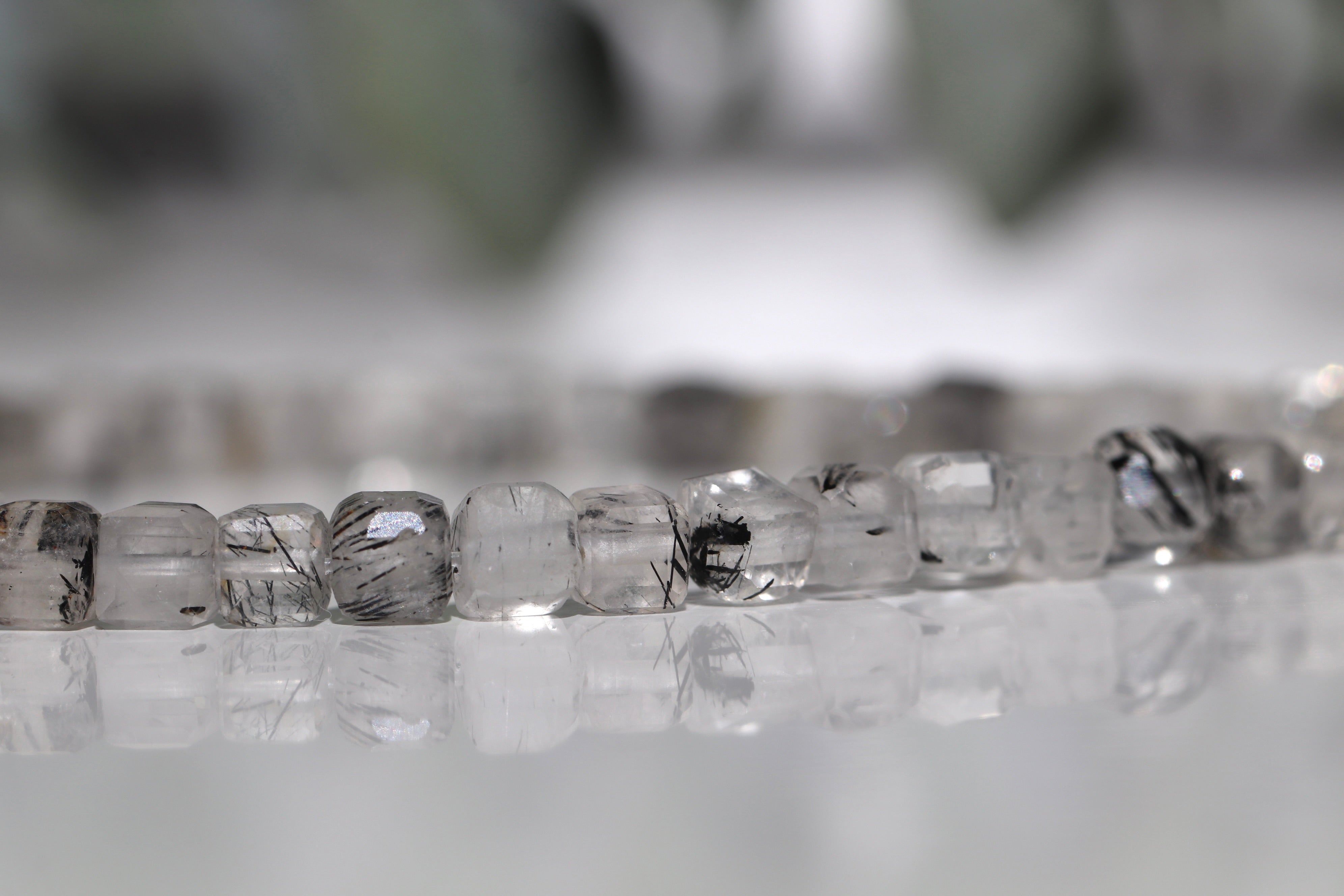 Dainty handmade Rutilated Quartz bracelet 4mm