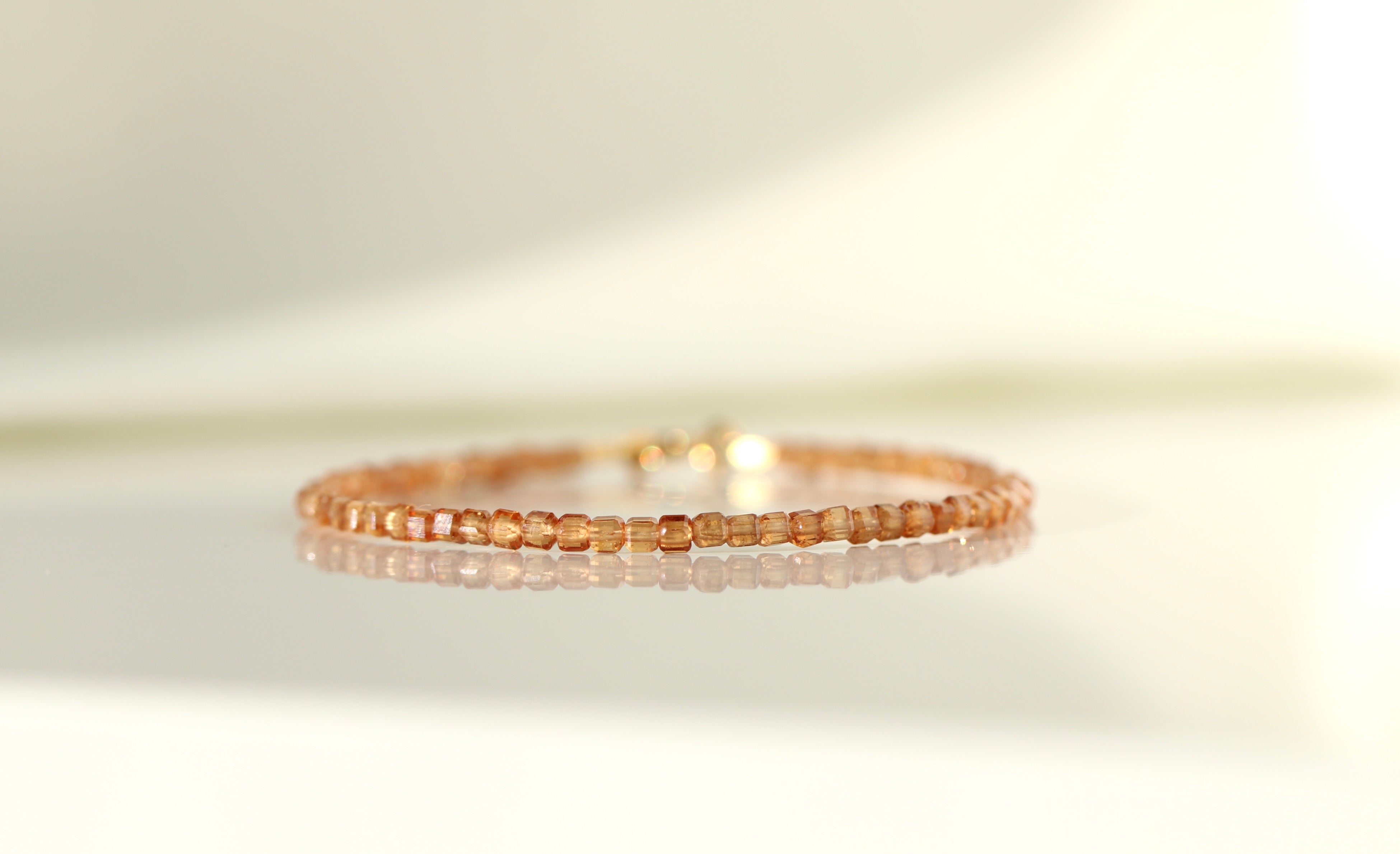 Dainty handmade Spessartine Garnet bracelet
