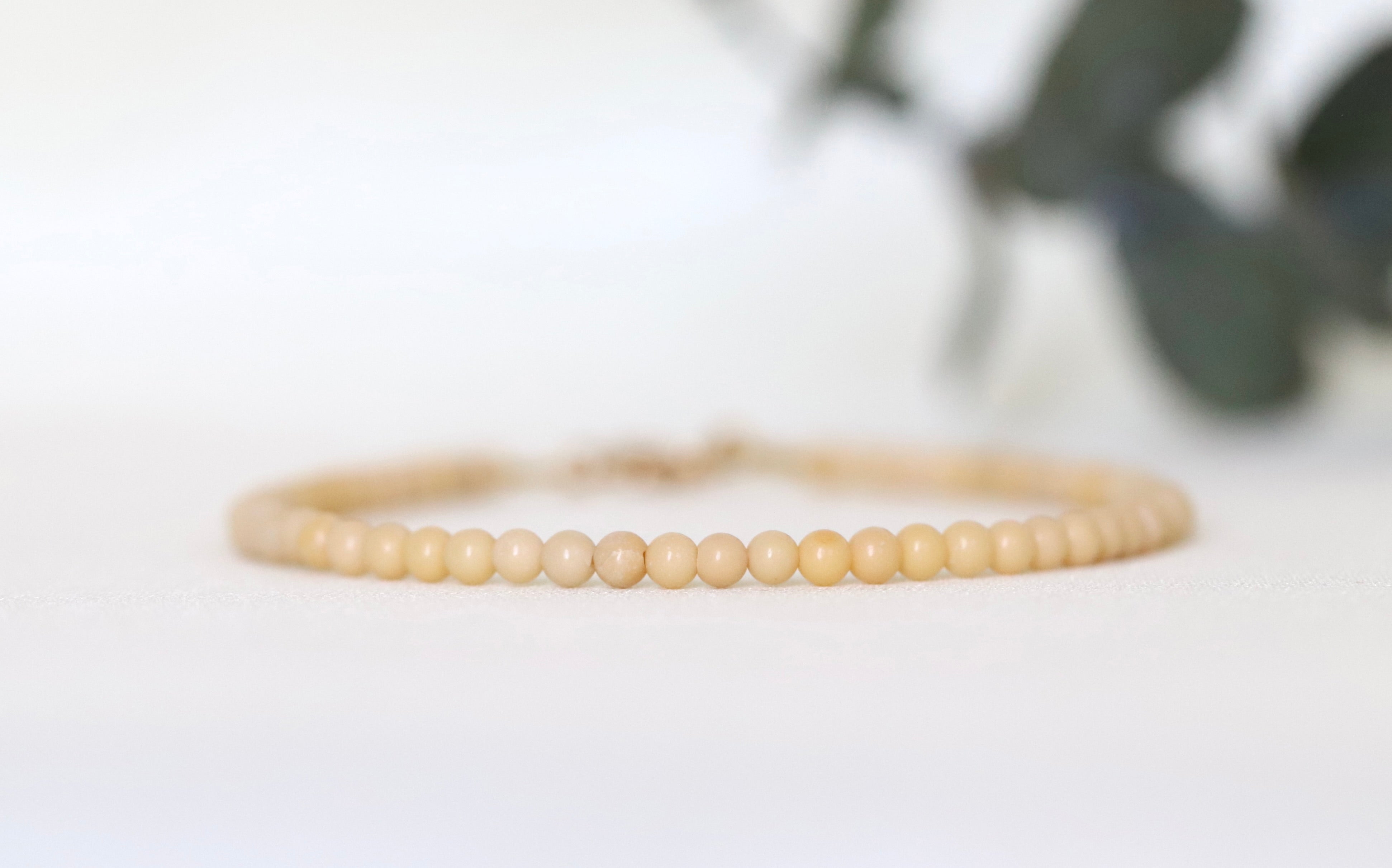 Dainty Yellow Nephrite Jade bracelet, timeless handmade jewelry from Oberia