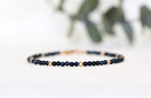 Dark blue Sapphire bracelet with gold-filled beads