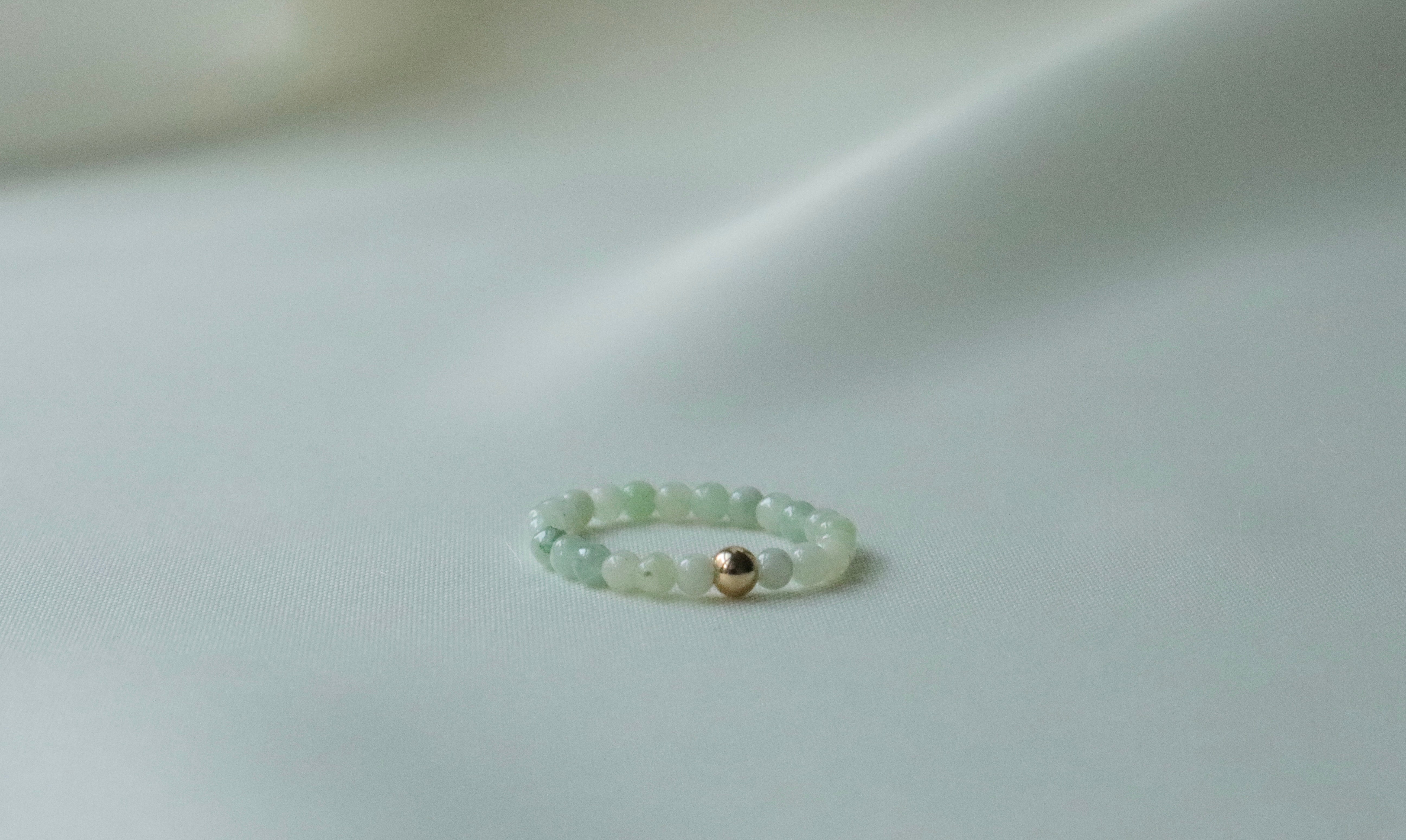 Elegant 2mm Jade elastic ring, handcrafted jewelry