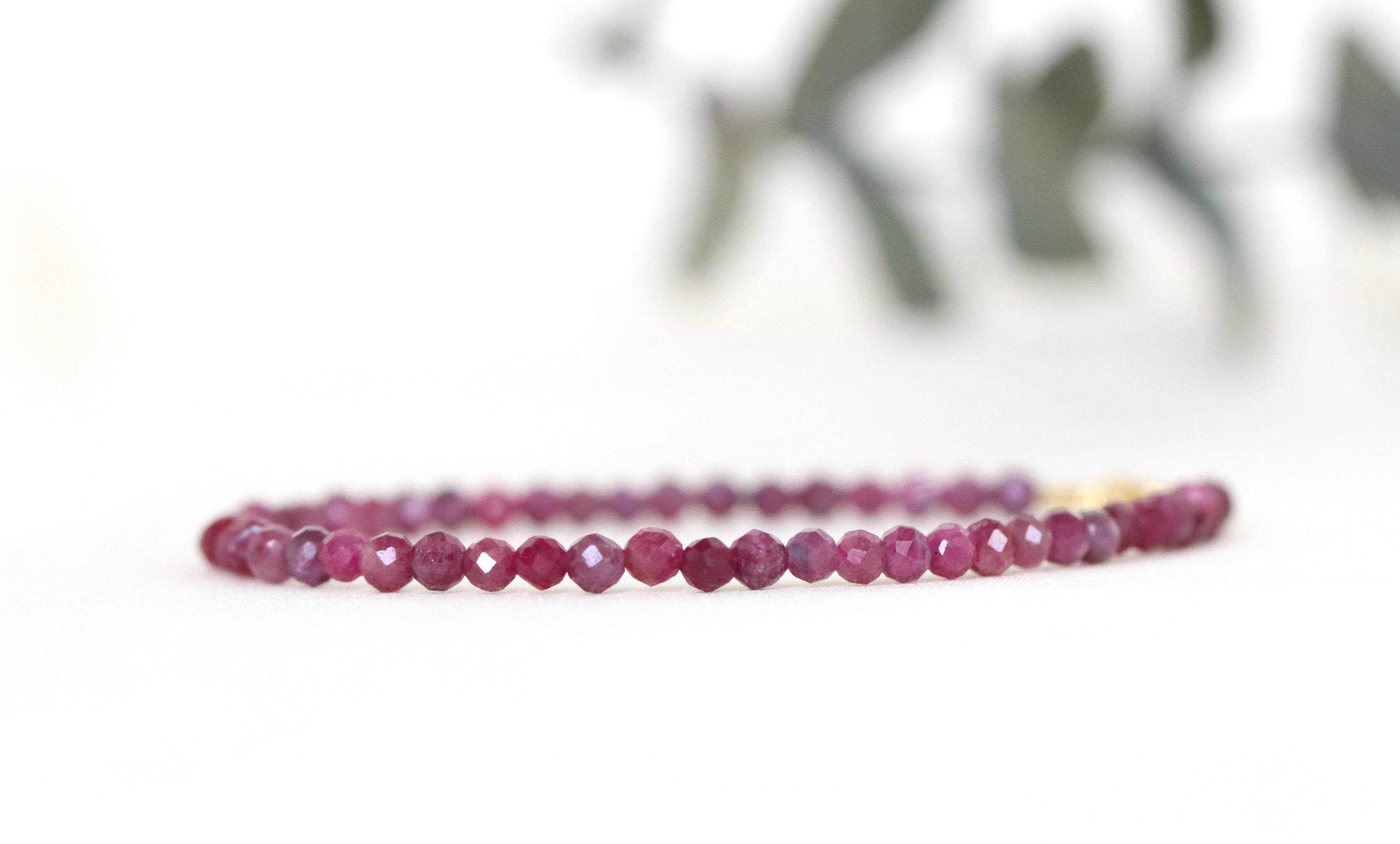 Elegant 3mm Pink Red Ruby bracelet by Oberia Jewelry