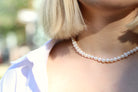 Elegant 8mm Pearl necklace with sterling silver
