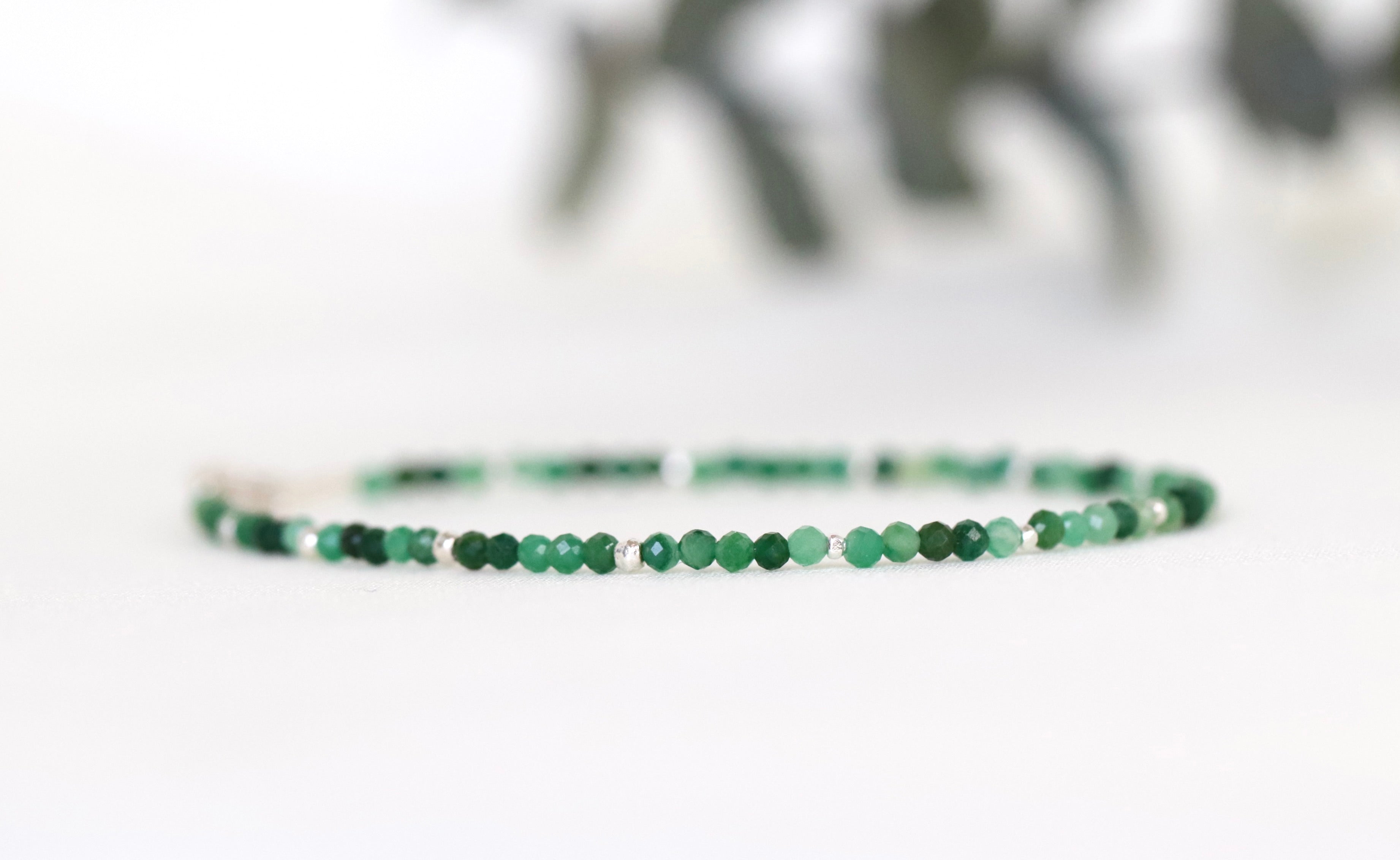 Elegant African Jade bracelet with silver accents
