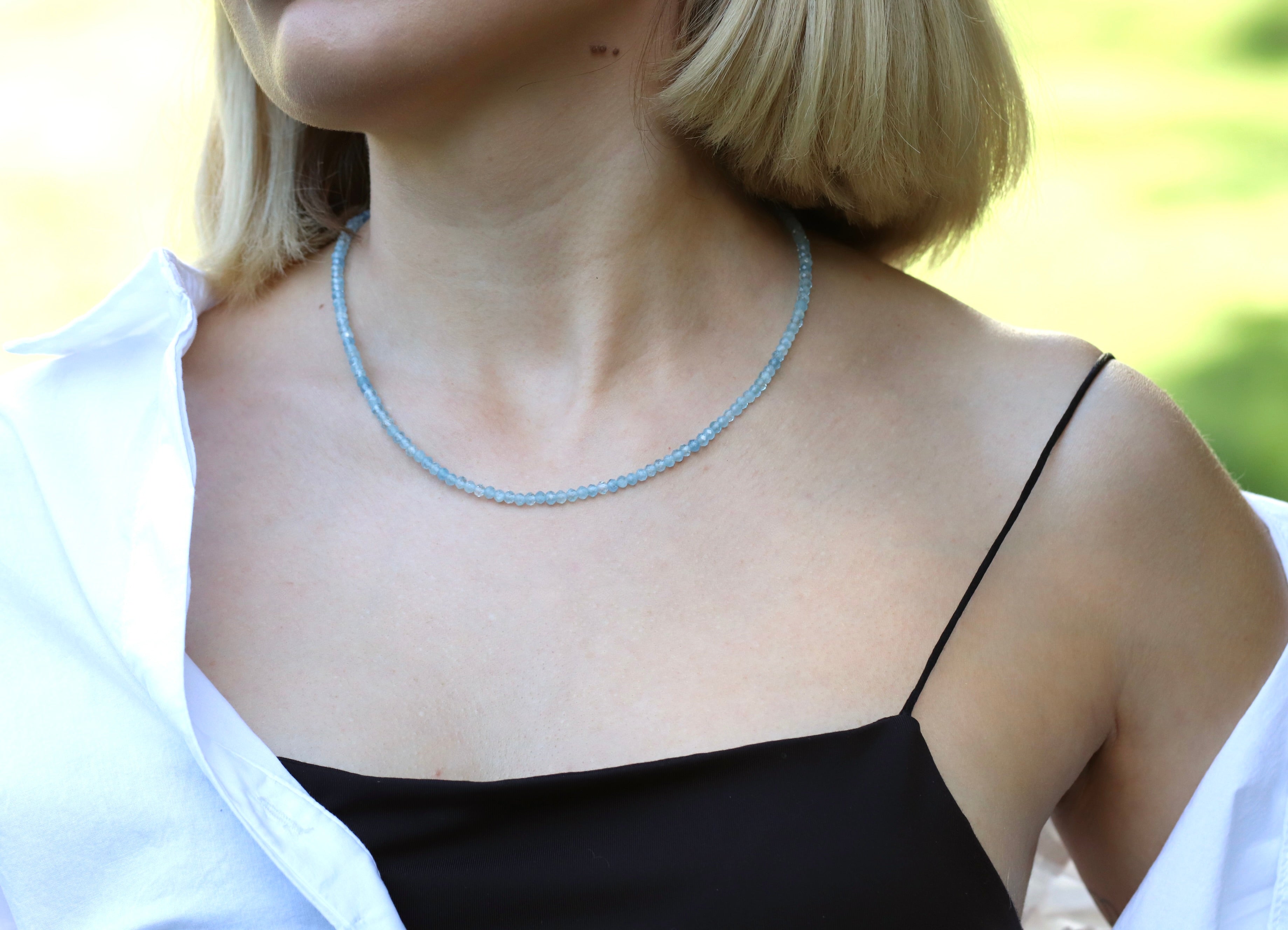 Elegant Aquamarine necklace with sterling silver