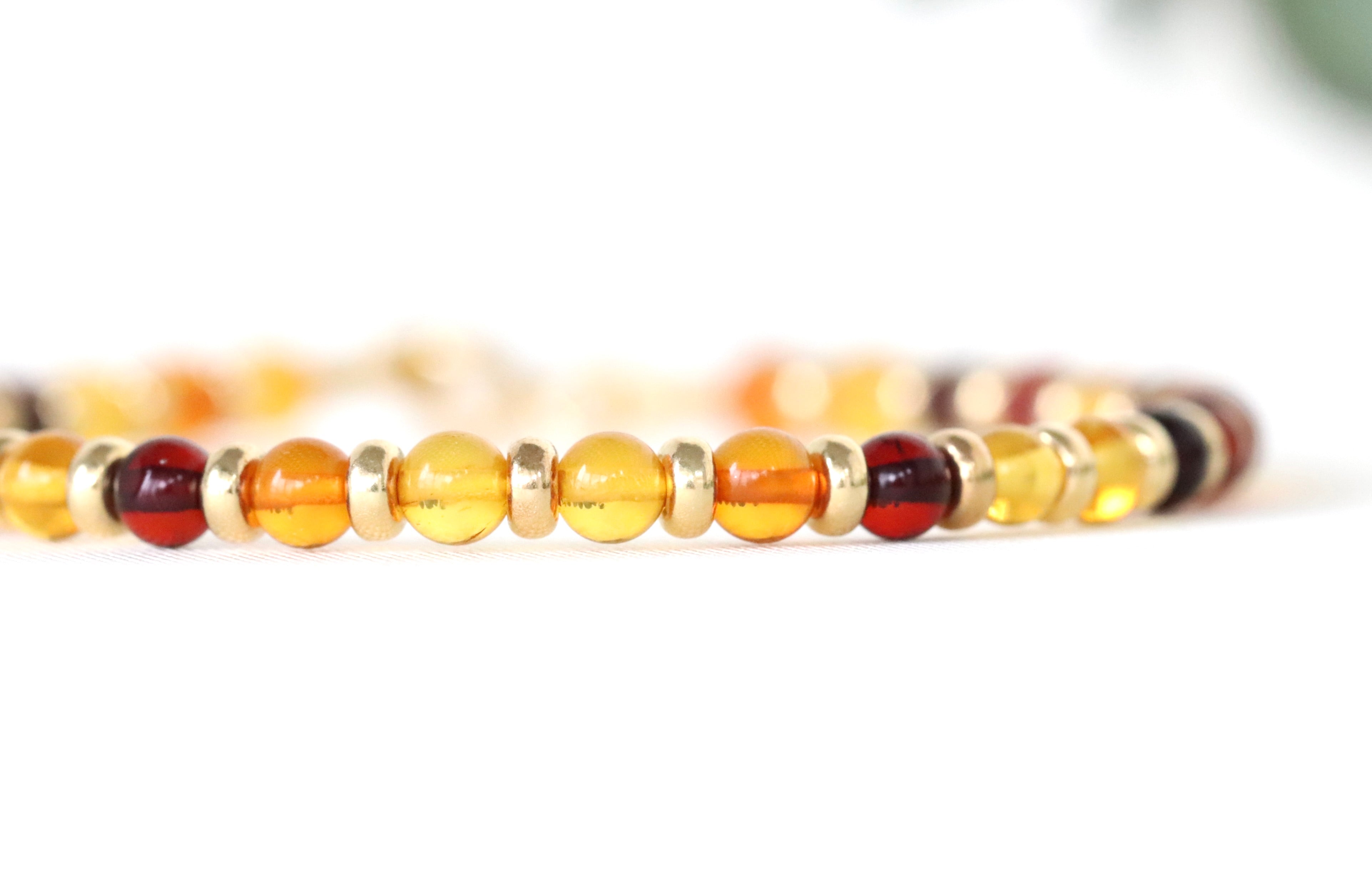 Elegant adjustable Baltic Amber bracelet, handcrafted